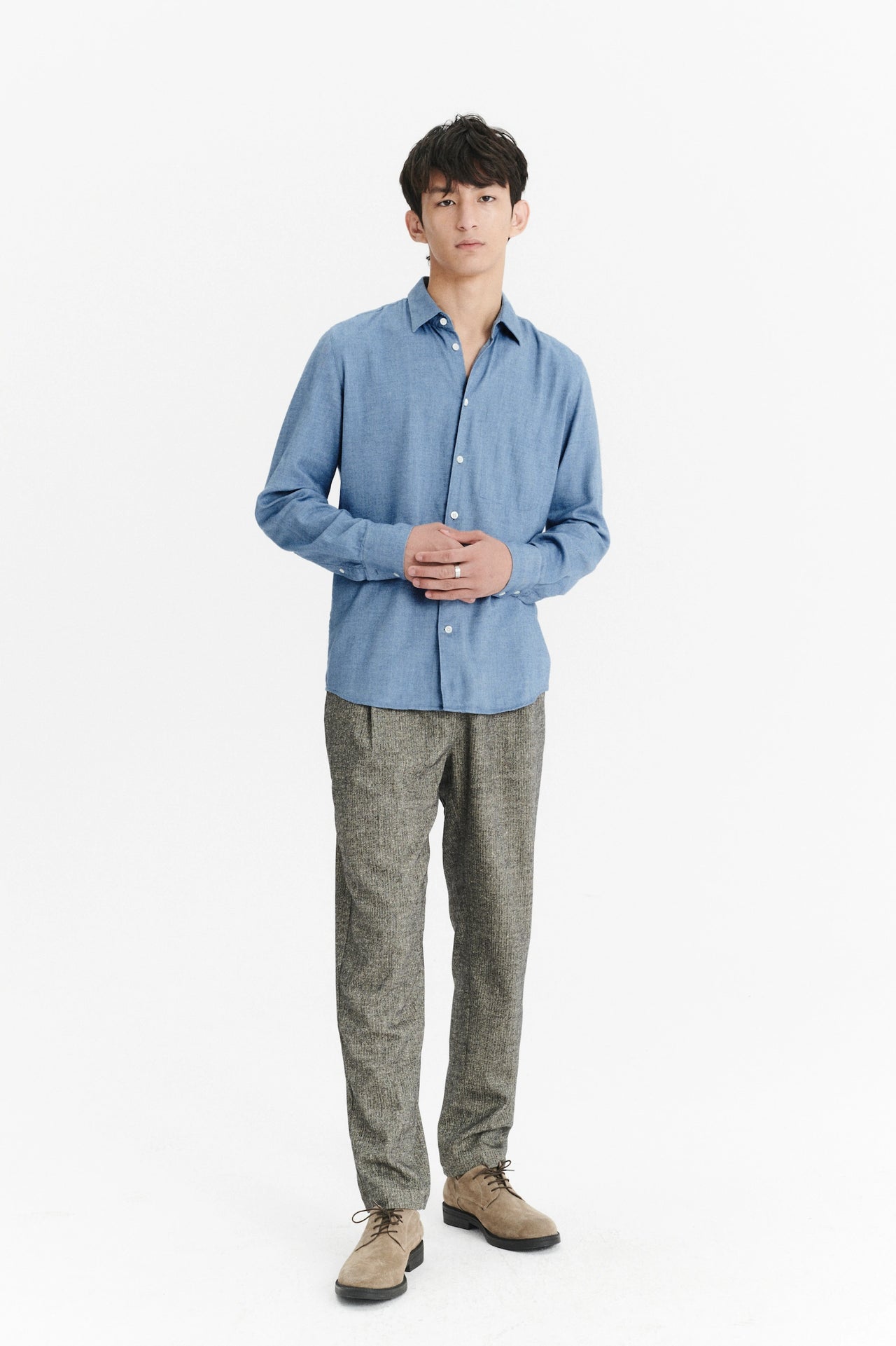 Feel Good Shirt in a Blue Utterly Soft and Silky Italian Lyocell and Cotton Flannel by Albini