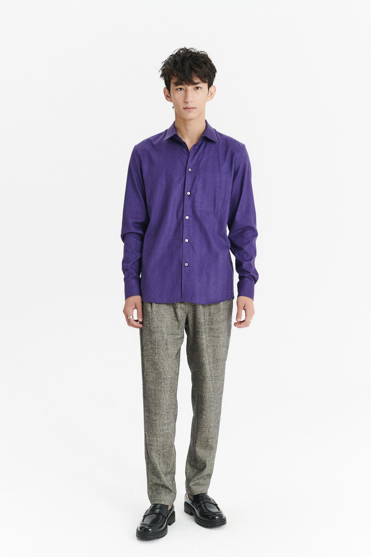 Feel Good Shirt in a Purple Uniquely Soft Italian Lyocell and Cotton Flannel