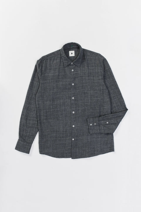 Feel Good Shirt in a Dark Grey Prince of Wales Fine Italian Cotton
