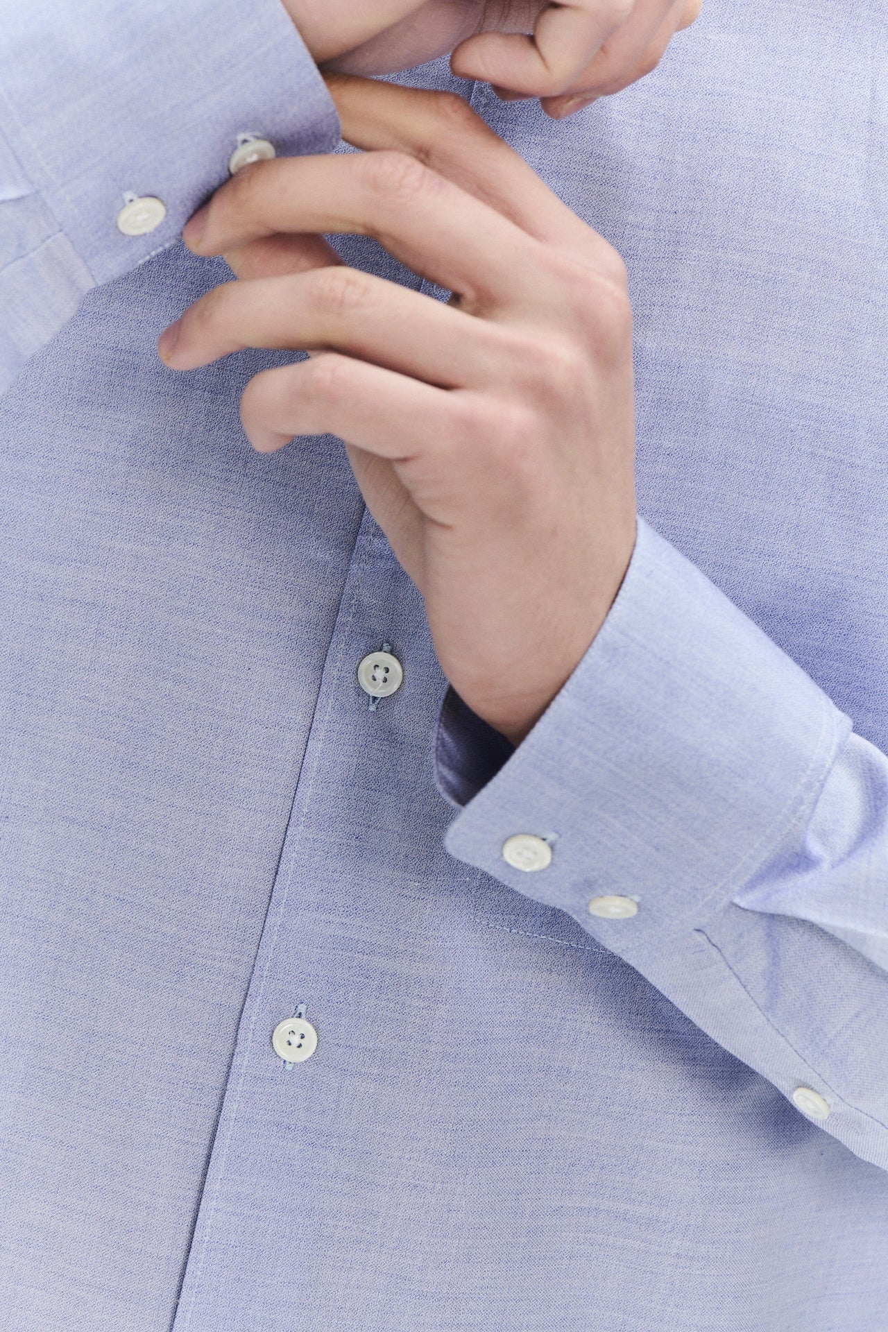 Feel Good Shirt in the Finest Mini Structure Lilac Pale Blue Italian Cotton by Albini