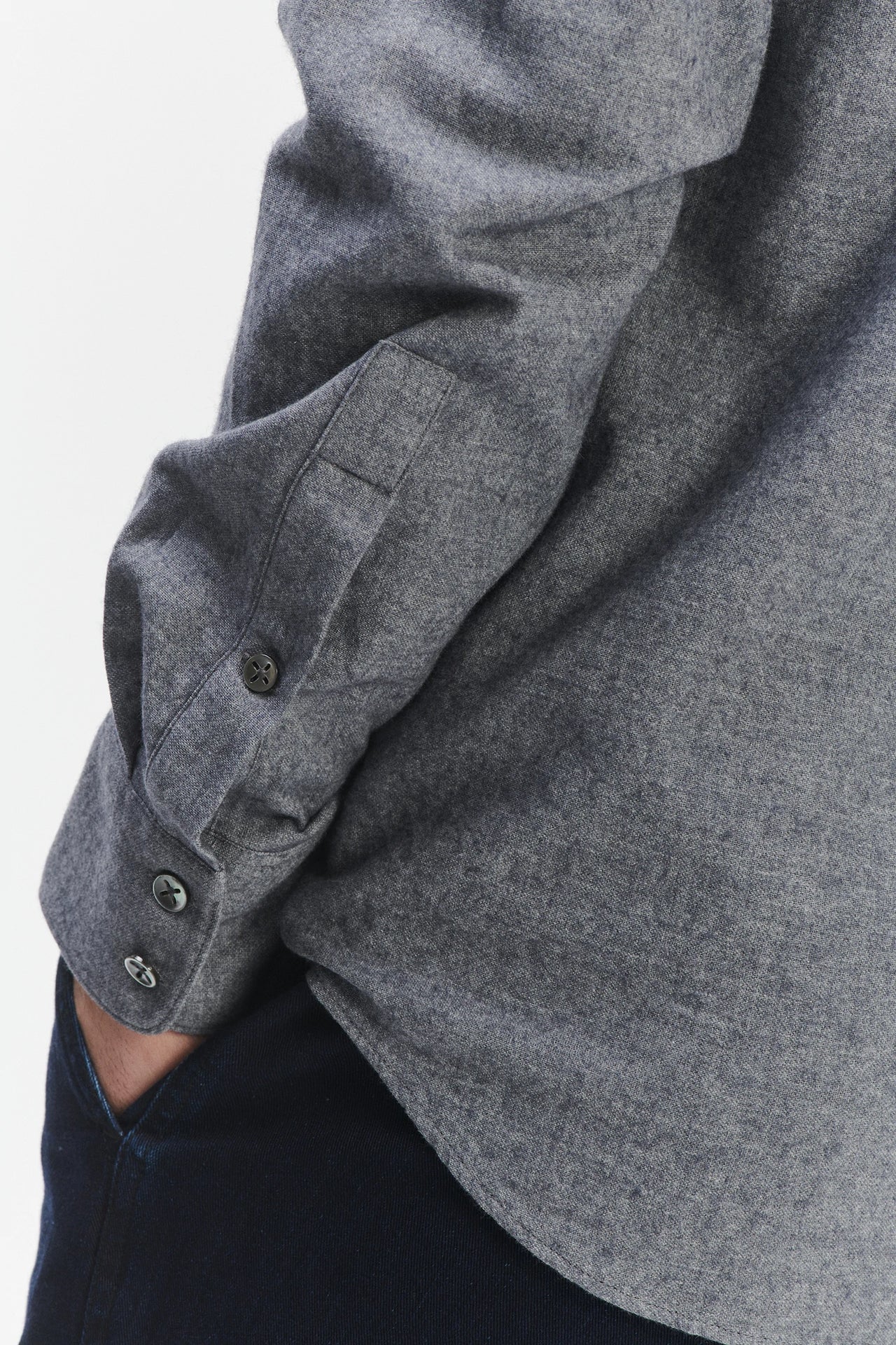 Feel Good Shirt in the Finest Mix of Soft Grey Italian Cotton and Virgin Wool