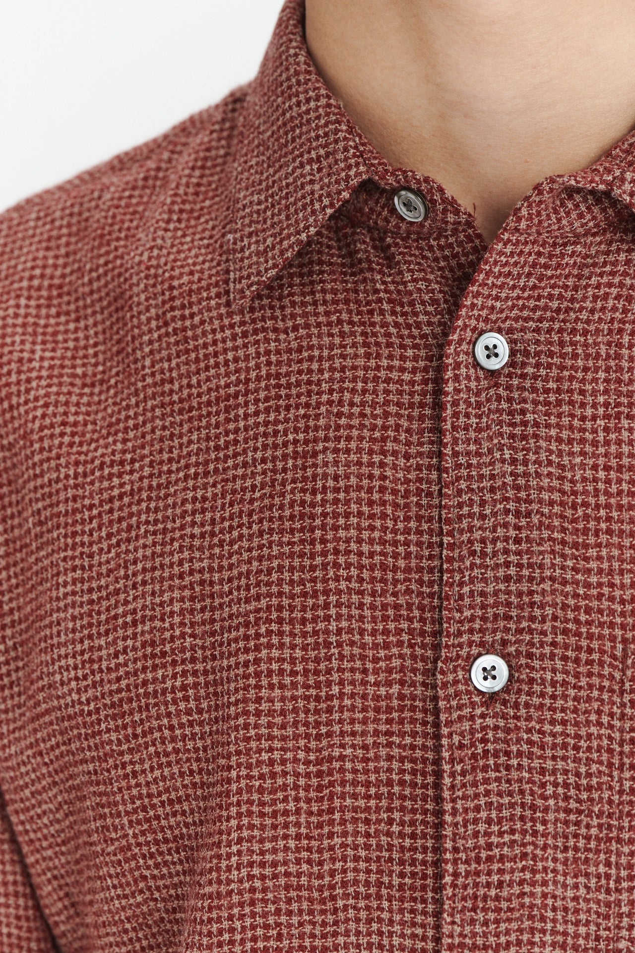 Feel Good Shirt in a  Red and Yellow Houndstooth Pattern Japanese Virgin Wool