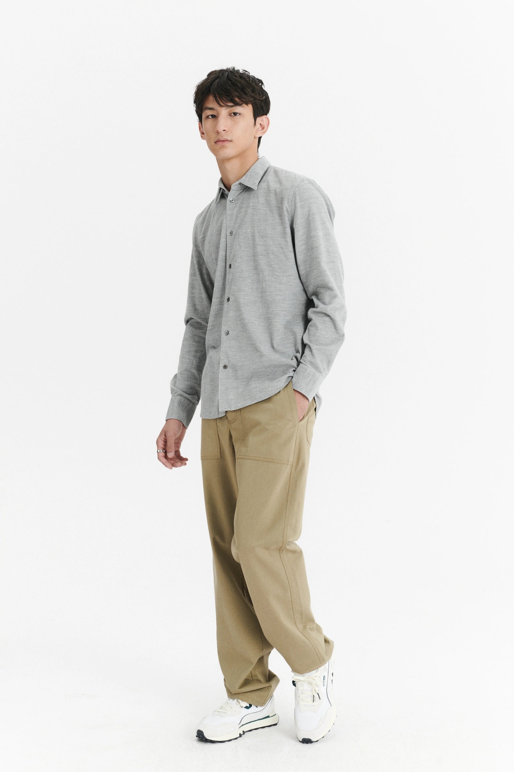 Feel Good Shirt in a Grey Japanese Soft Corduroy Cotton