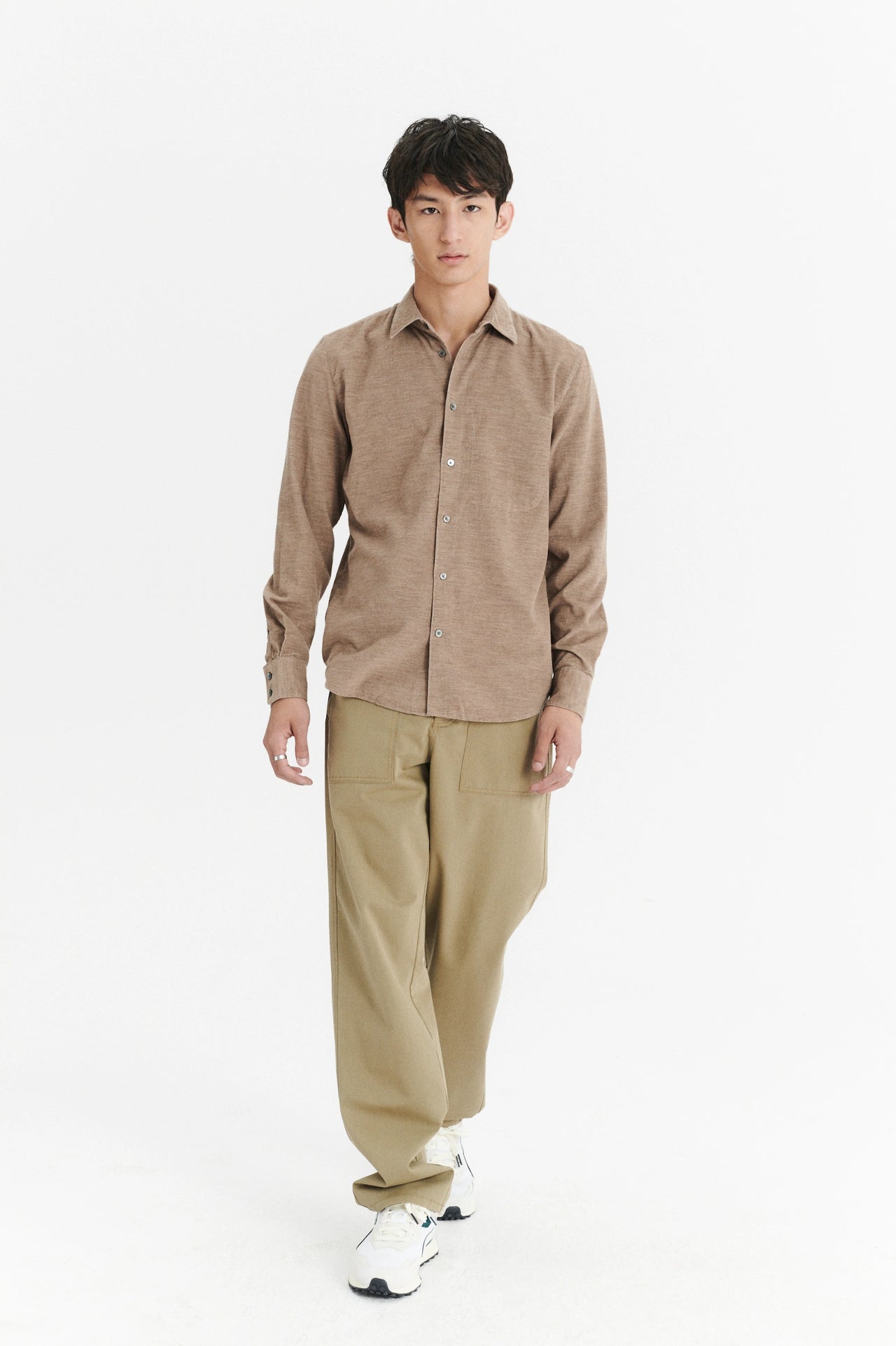 Feel Good Shirt in a Light Brown Taupe Soft Japanese Corduroy Cotton