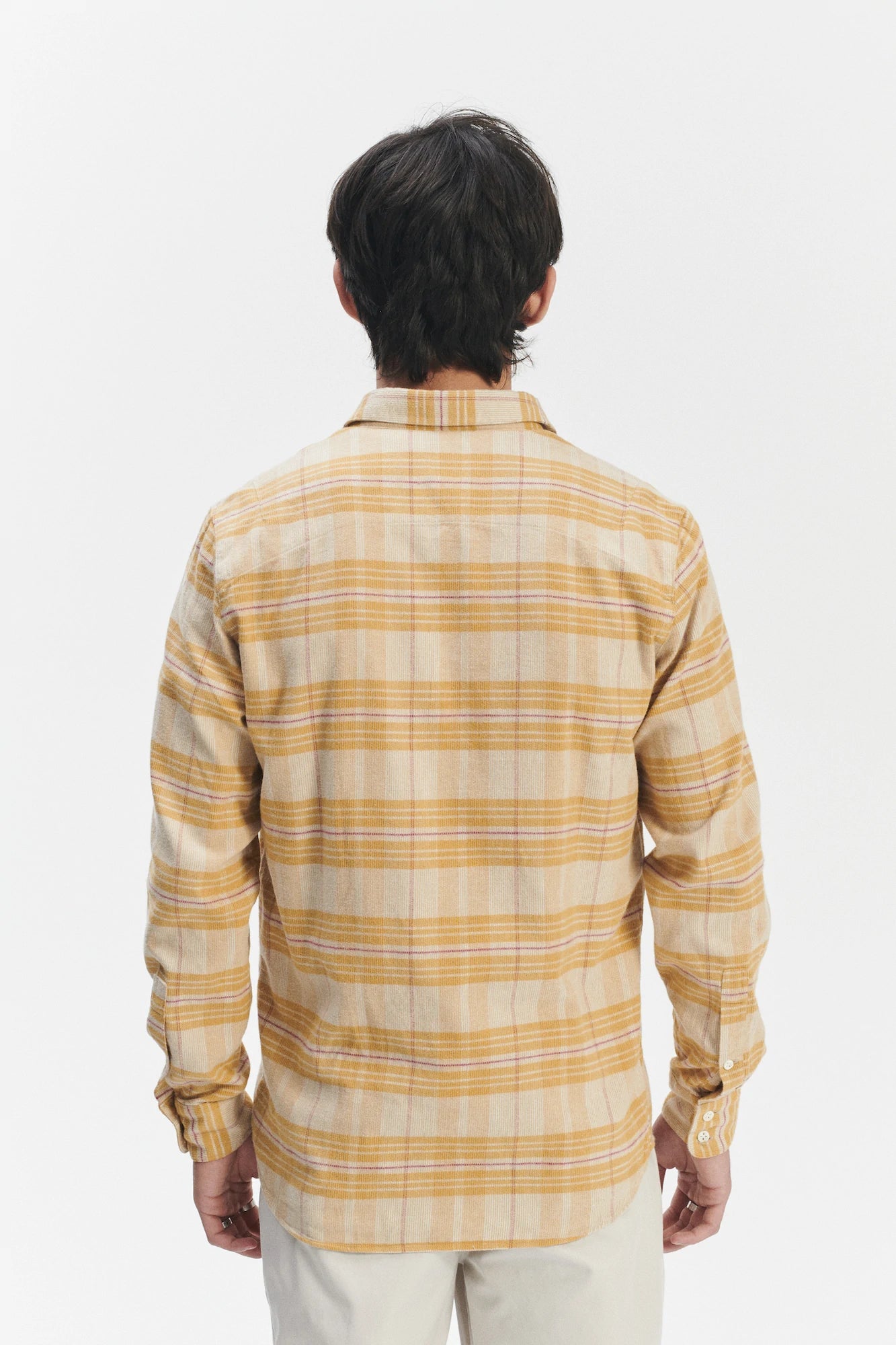 Feel Good Shirt in a Yellow Subtle Chequered Japanese Soft Corduroy Cotton