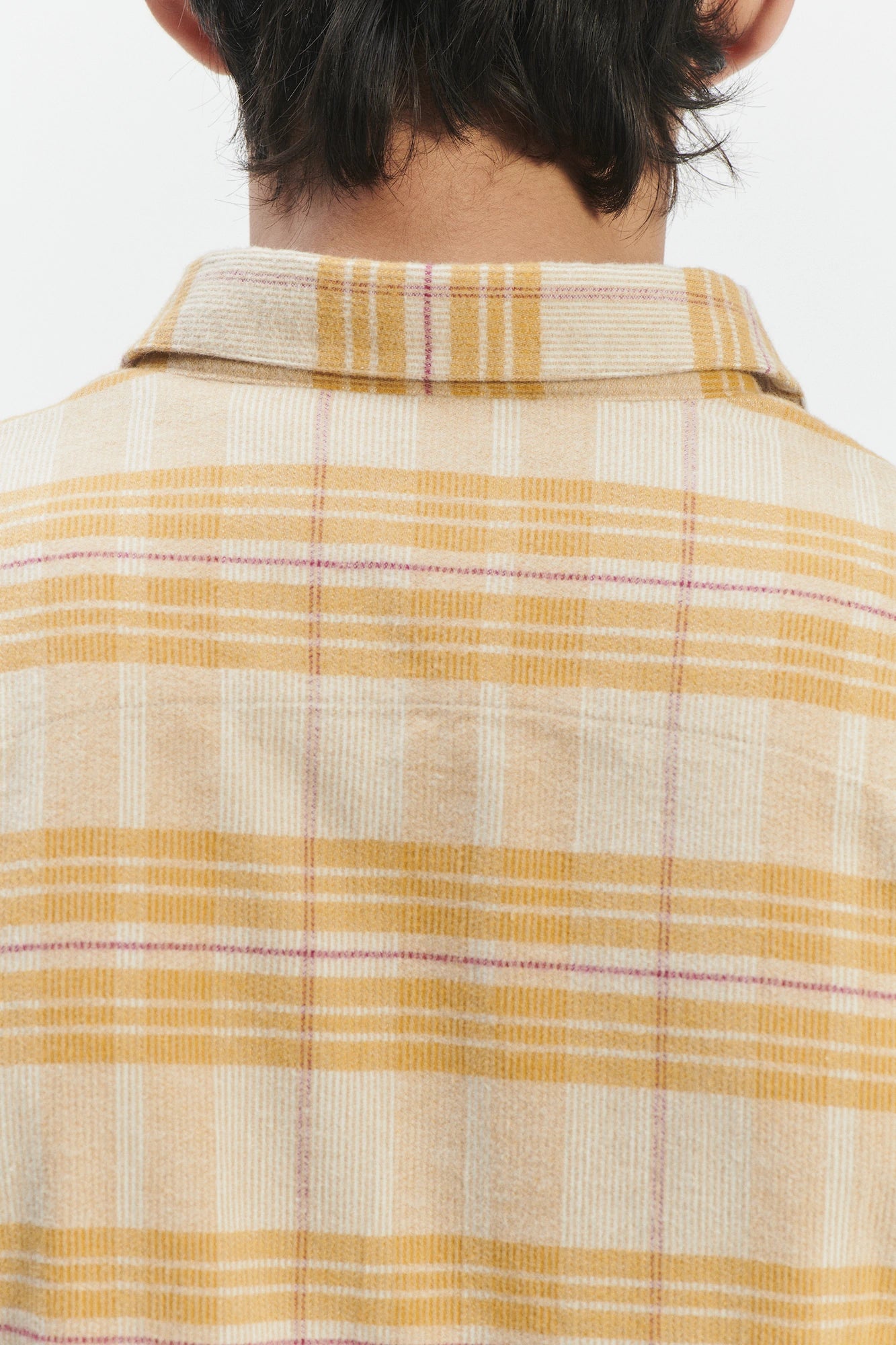 Feel Good Shirt in a Yellow Subtle Chequered Japanese Soft Corduroy Cotton
