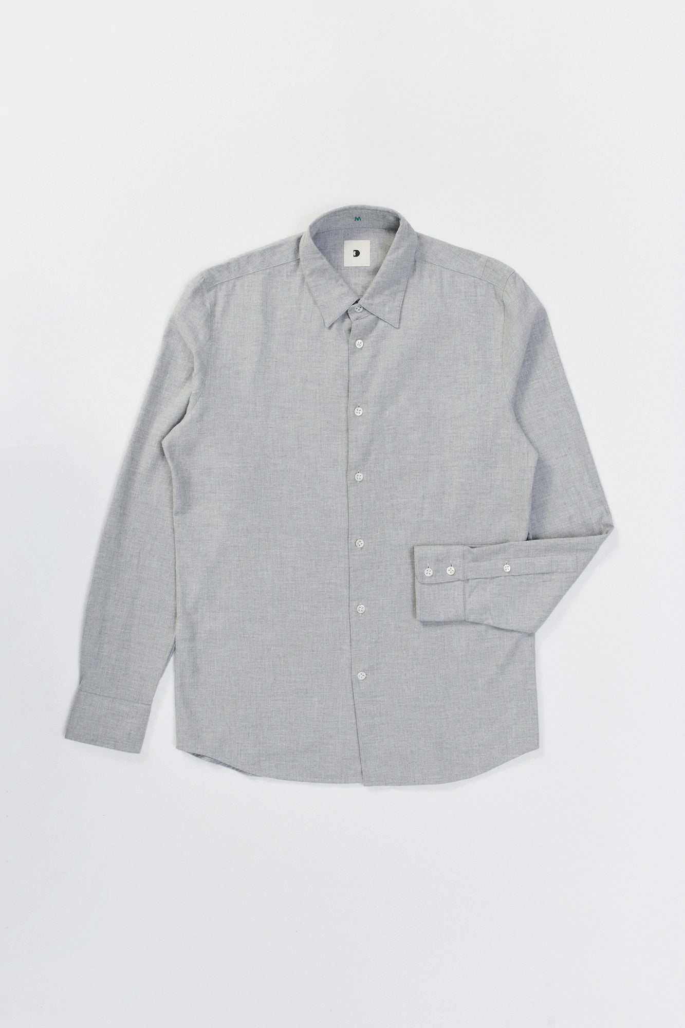 Feel Good Shirt in Fine Light Grey Italian Brushed Cotton Flannel