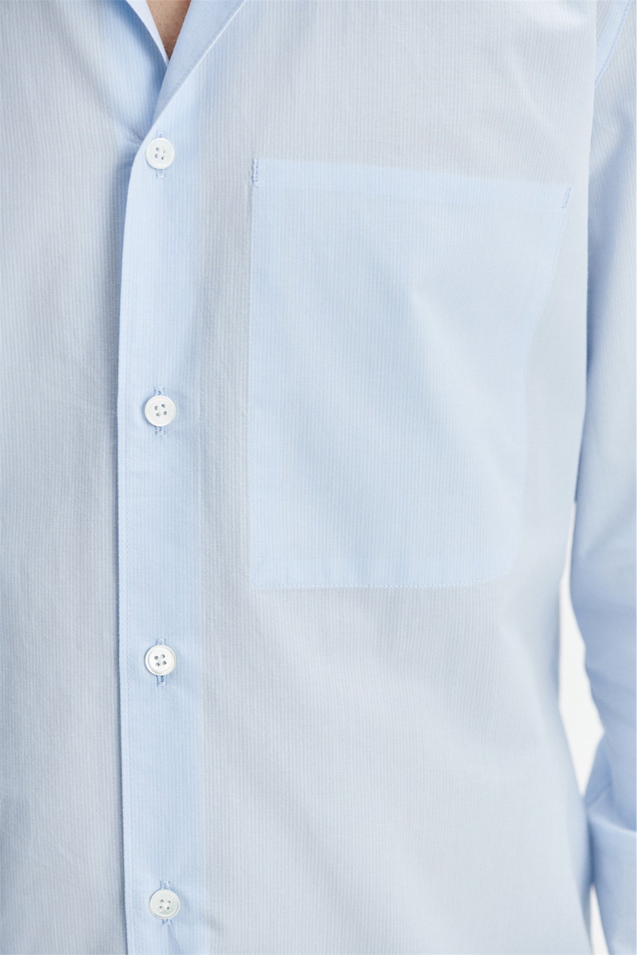Feel Good Shirt in a Subtle Light Blue Portuguese Soft Mini Cotton Seersucker