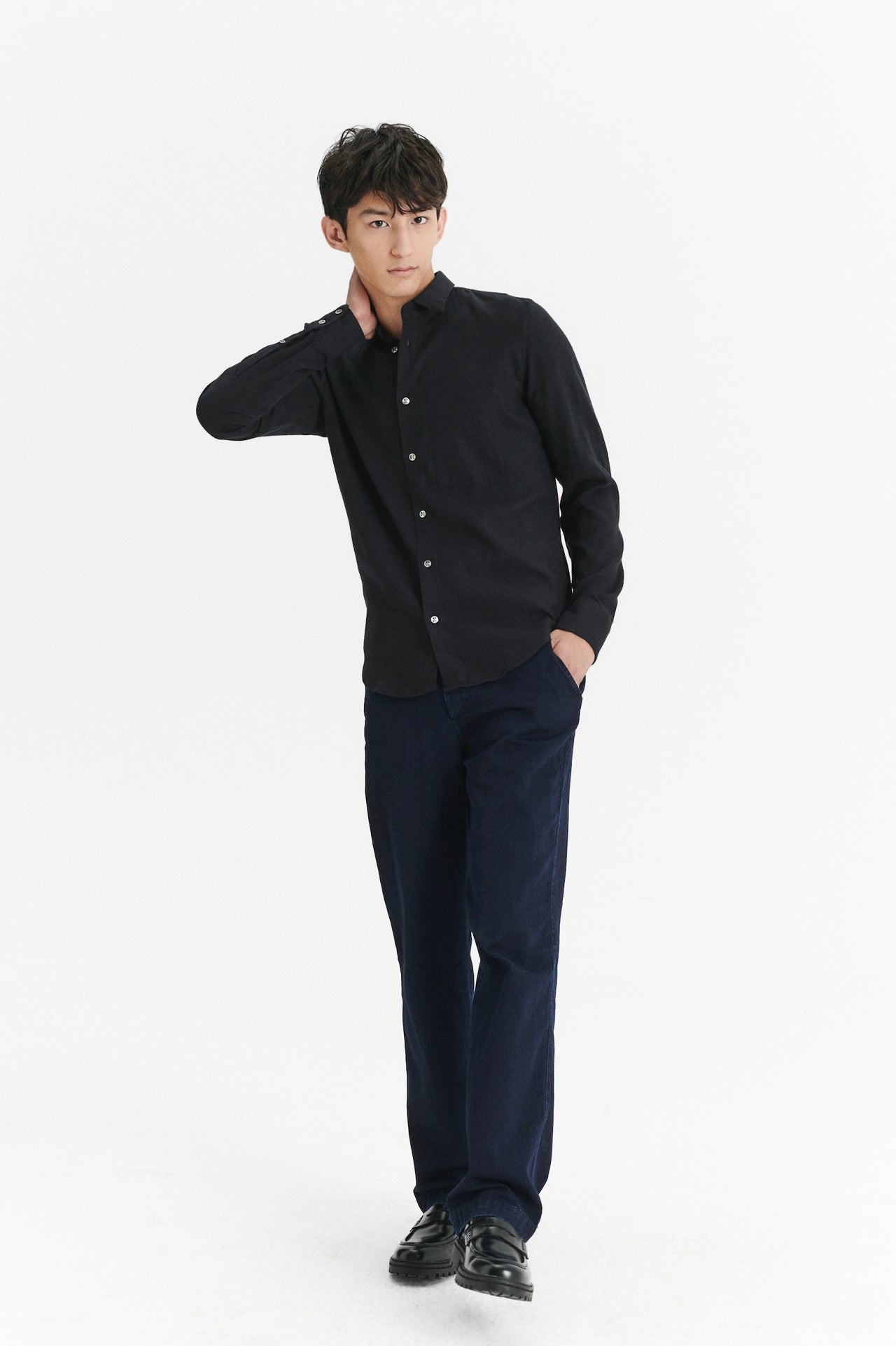 Restock - Feel Good Shirt in a Black Fine Soft Portuguese Lyocell and Cotton Flannel