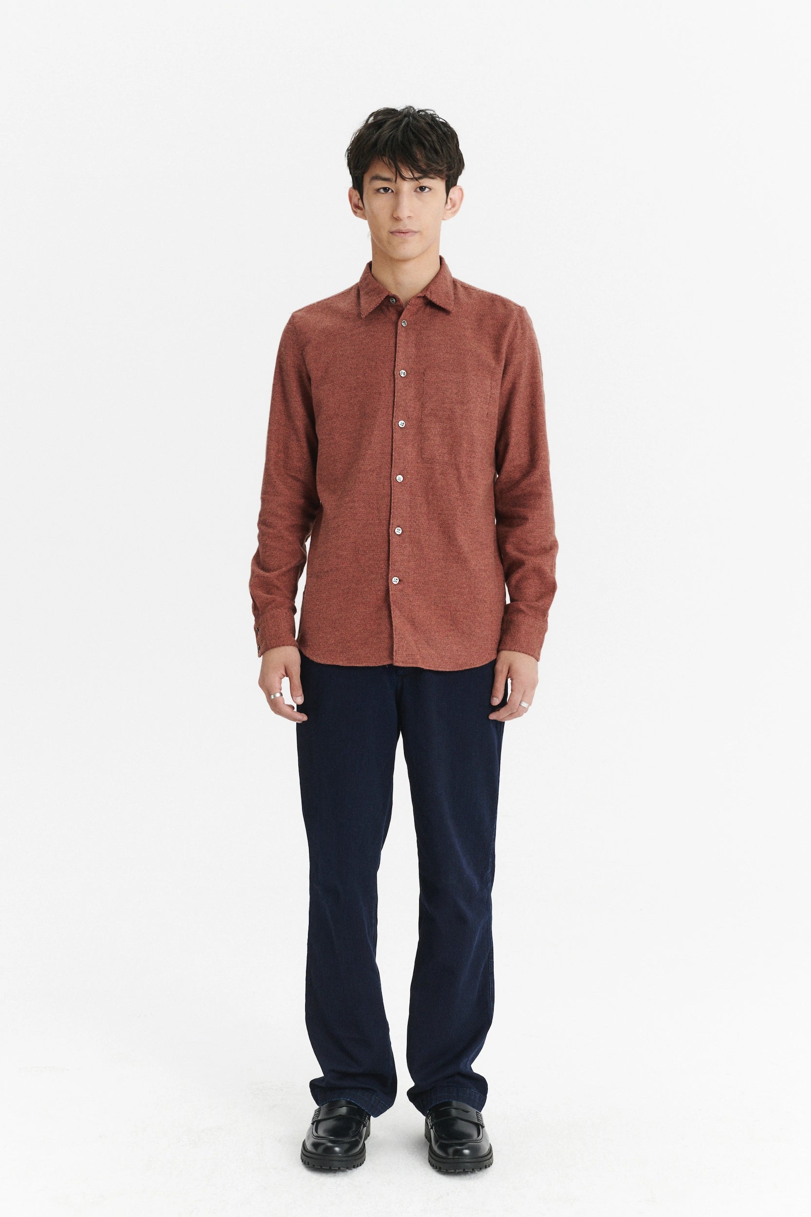 Feel Good Shirt in an Iron Red Portuguese Cotton Flannel