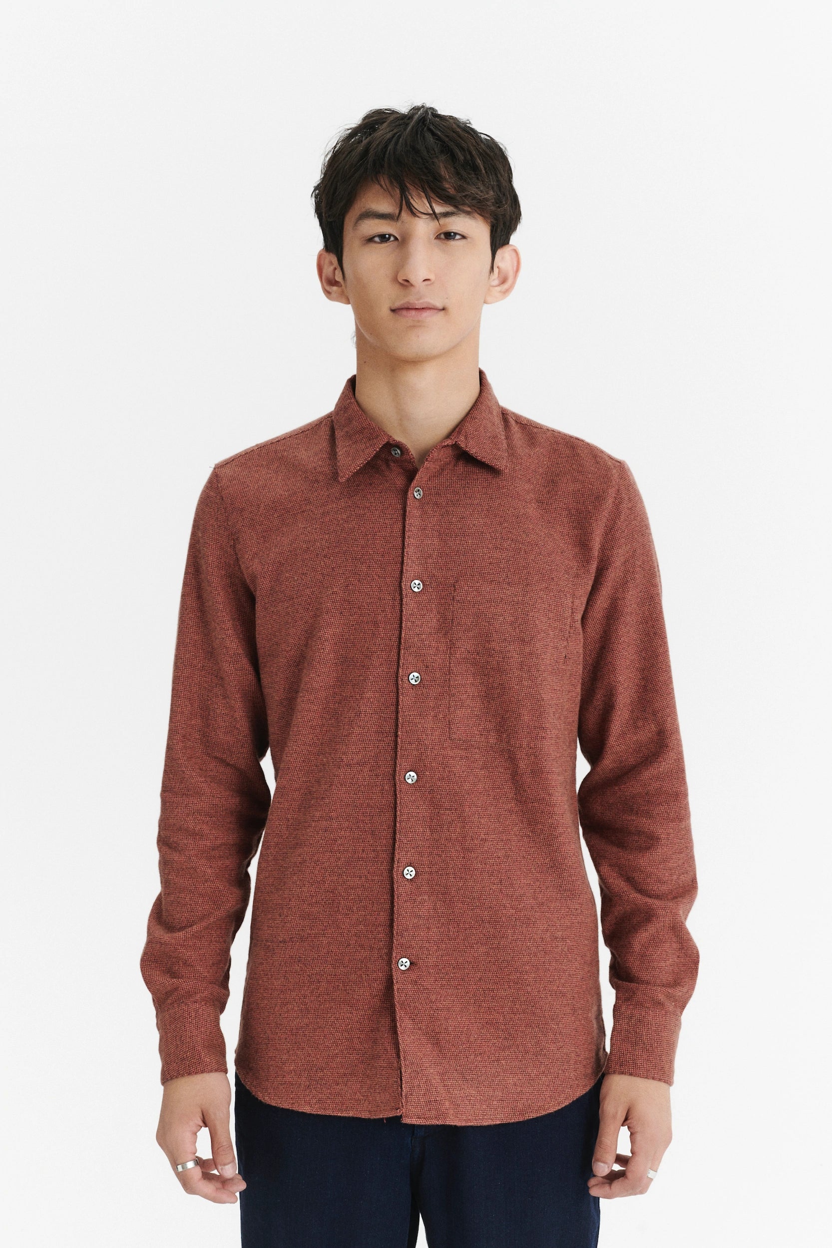 Feel Good Shirt in an Iron Red Portuguese Cotton Flannel