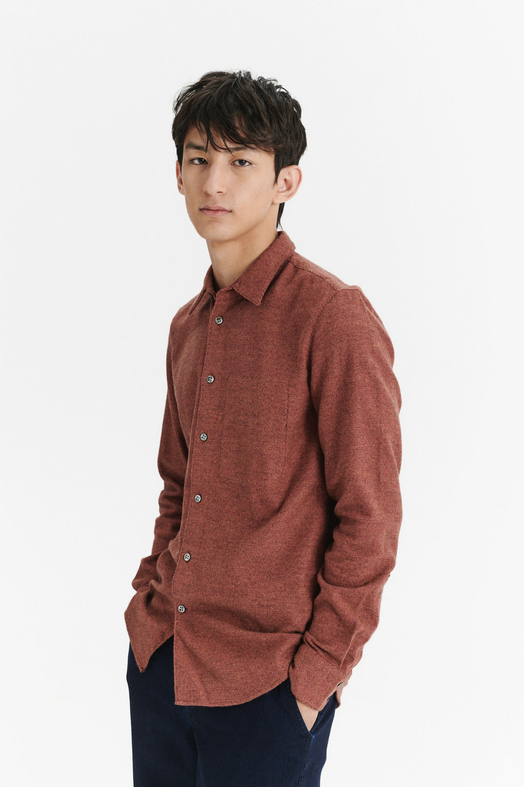 Feel Good Shirt in an Iron Red Portuguese Cotton Flannel