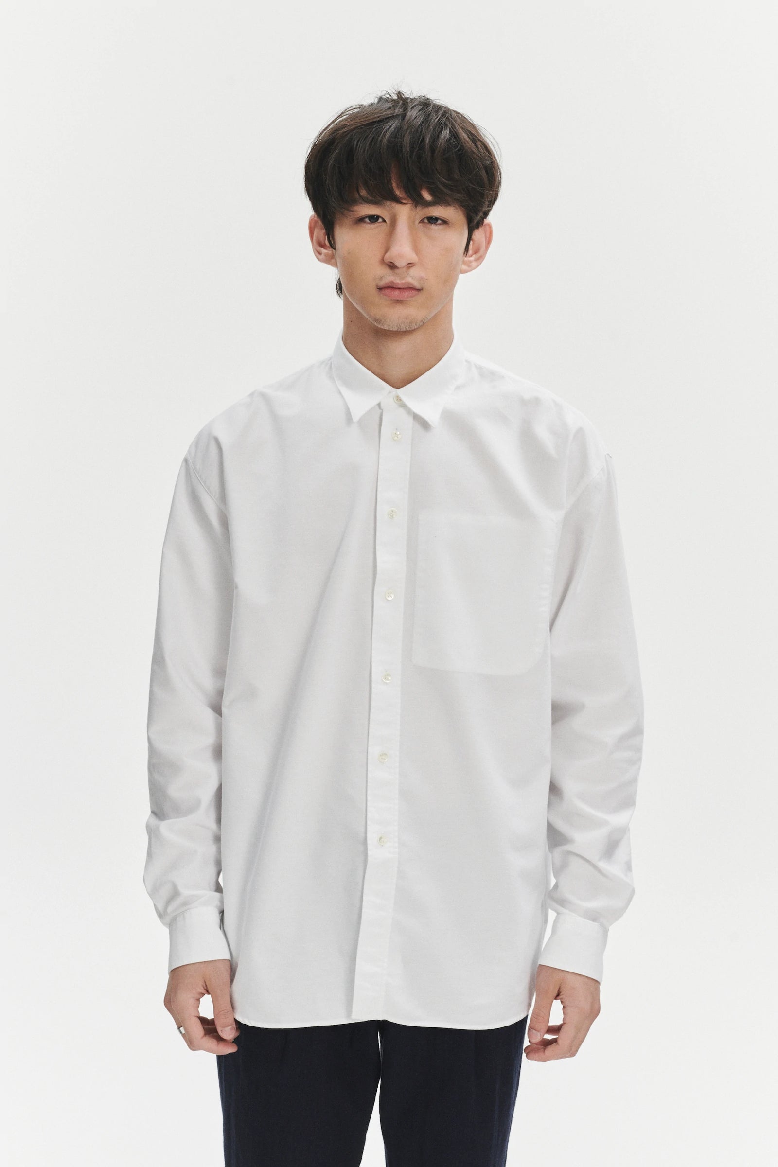 Oversized Delta Shirt in a White Portuguese Oxford Cotton