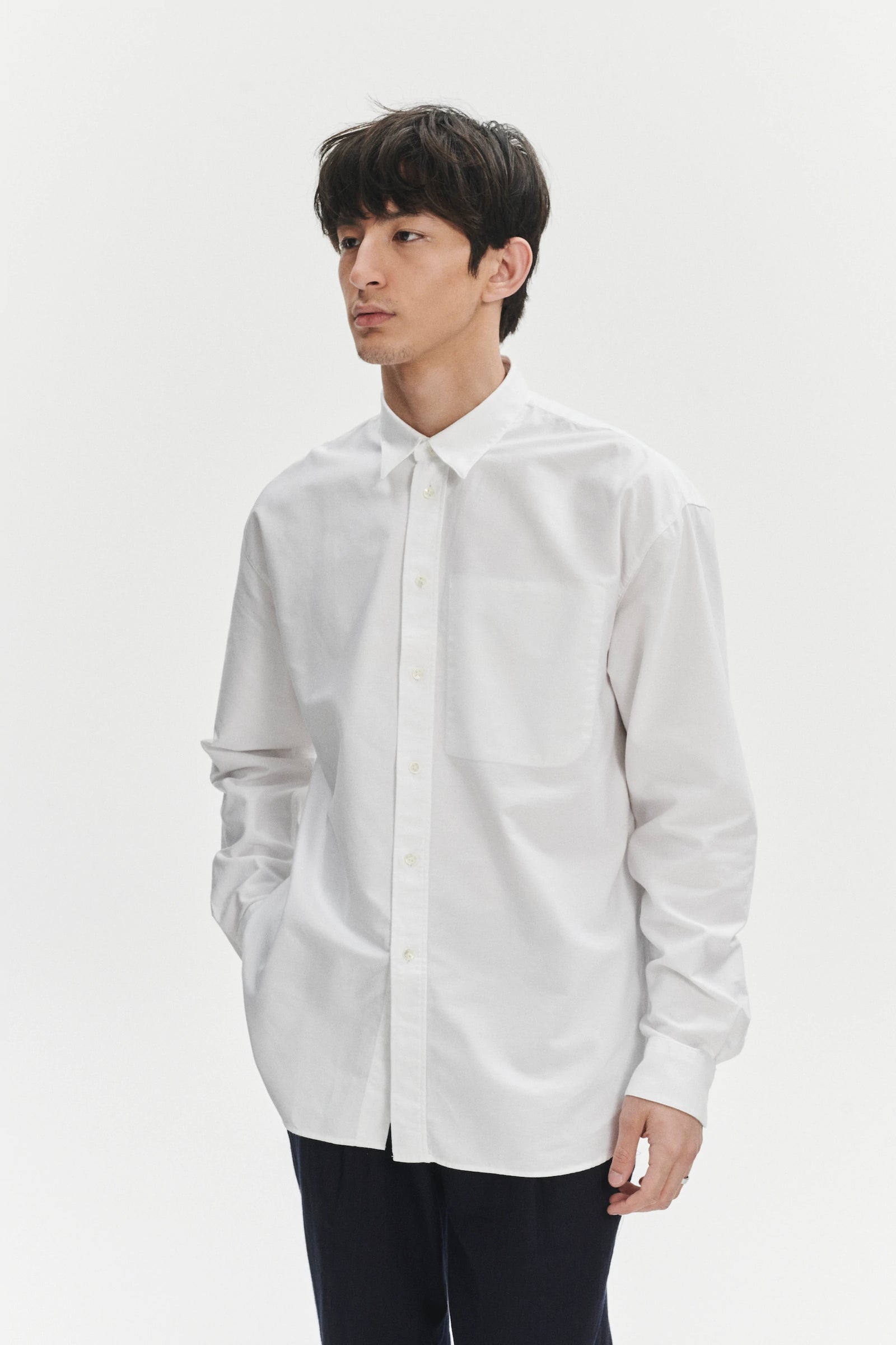 Oversized Delta Shirt in a White Portuguese Oxford Cotton