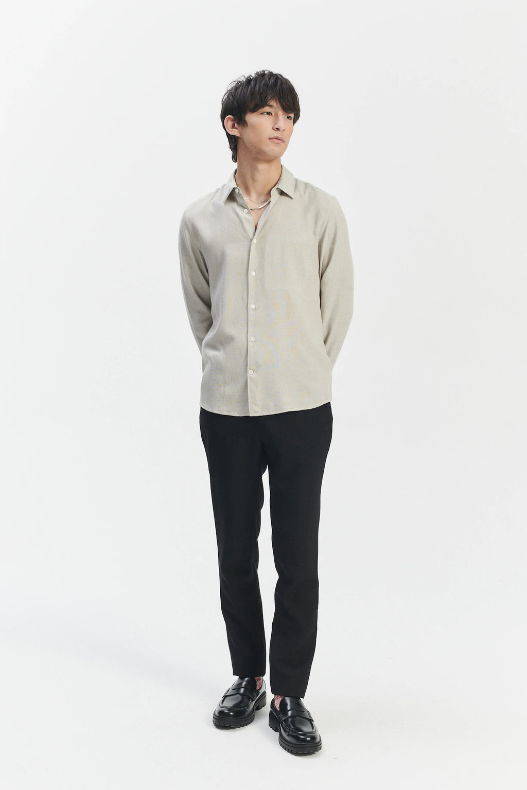Feel Good Shirt in a Sky Grey Airy Mix of Portuguese Merino Wool and Modal
