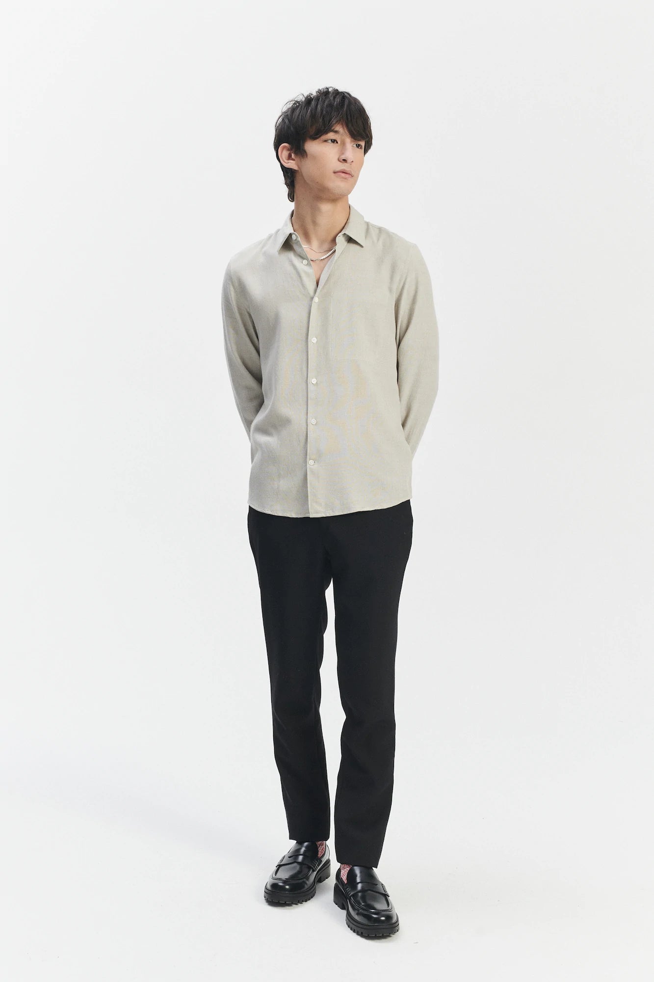 Feel Good Shirt in a Sky Grey Airy Mix of Portuguese Merino Wool and Modal