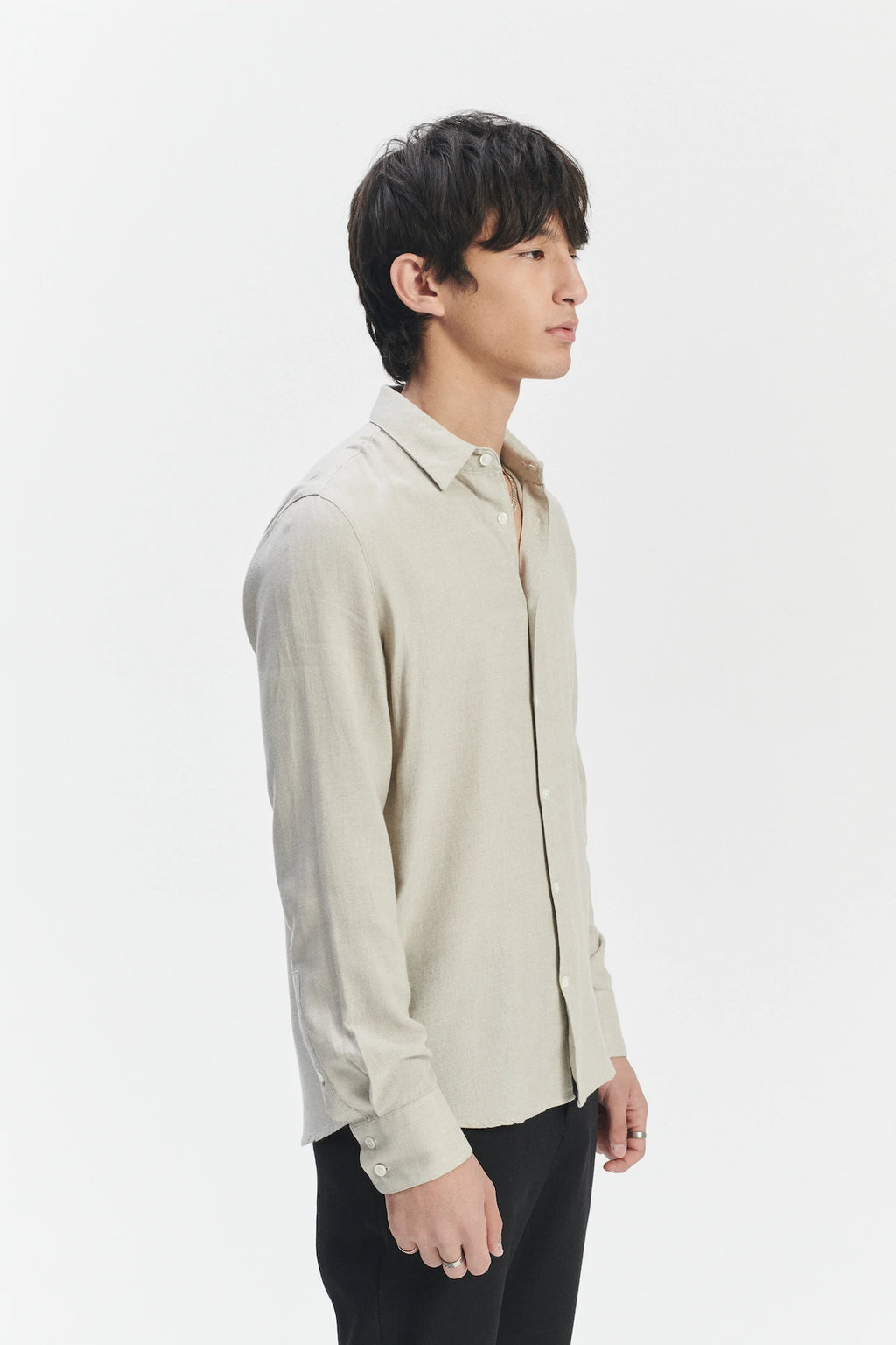 Feel Good Shirt in a Sky Grey Airy Mix of Portuguese Merino Wool and Modal