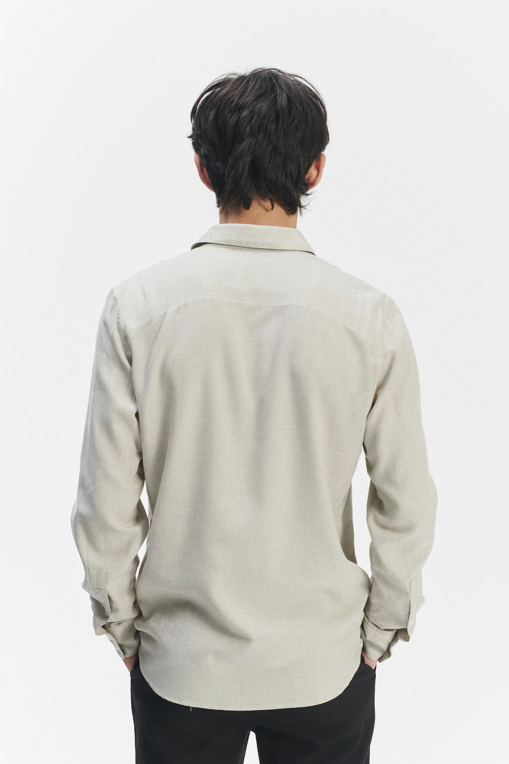 Feel Good Shirt in a Sky Grey Airy Mix of Portuguese Merino Wool and Modal