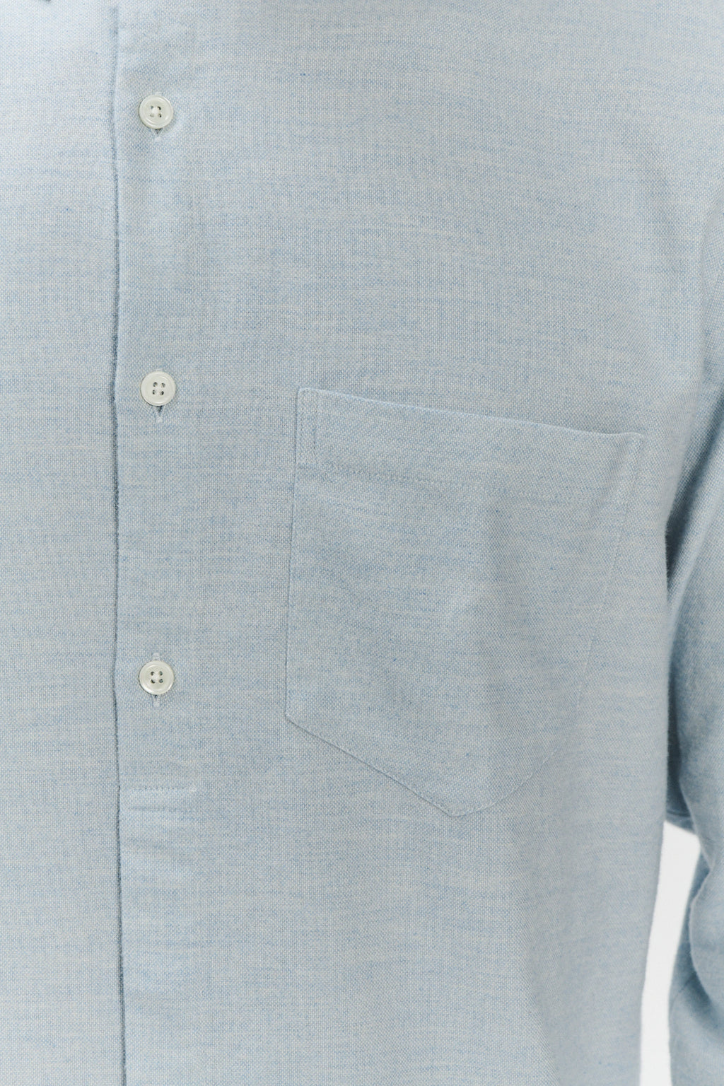 Zen Grandad Collar Shirt in a Pale Sky Blue Italian Double Brushed Italian Cotton Flannel