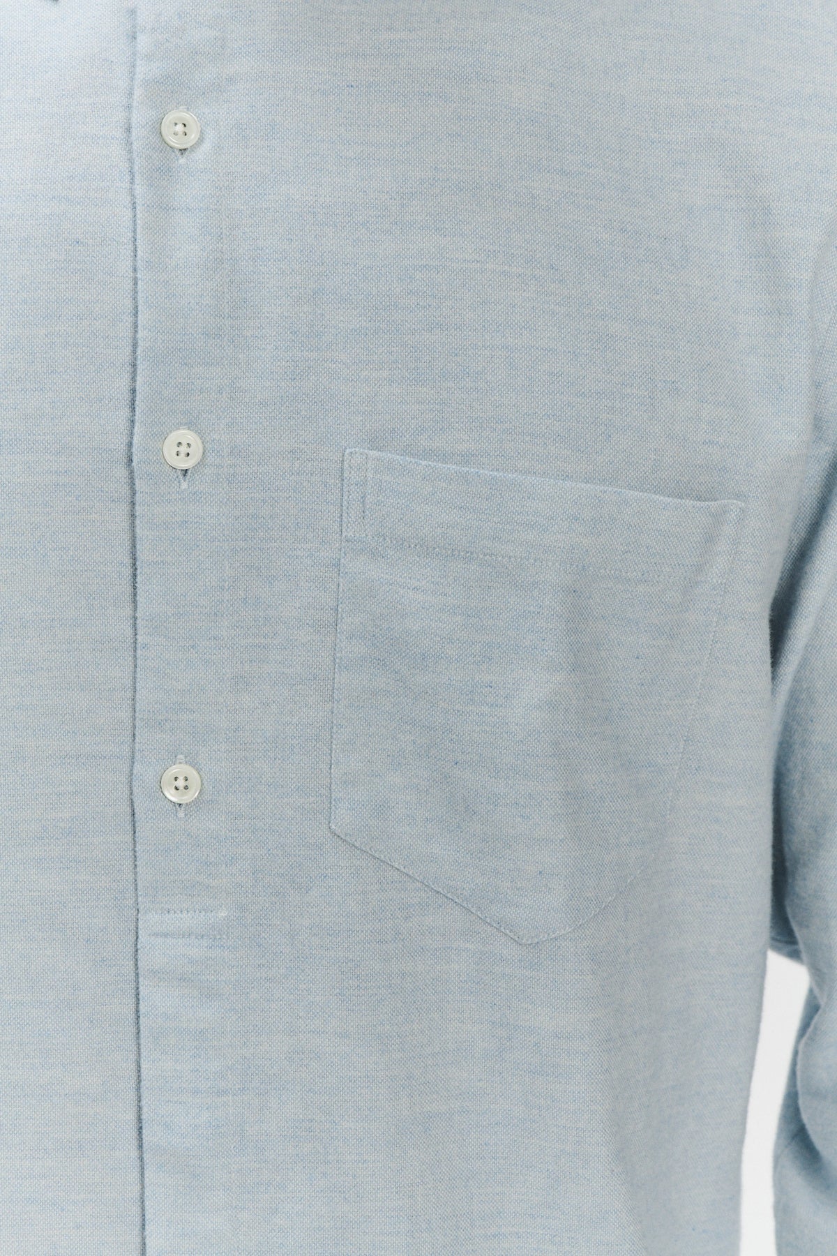 Zen Grandad Collar Shirt in a Pale Sky Blue Italian Double Brushed Italian Cotton Flannel