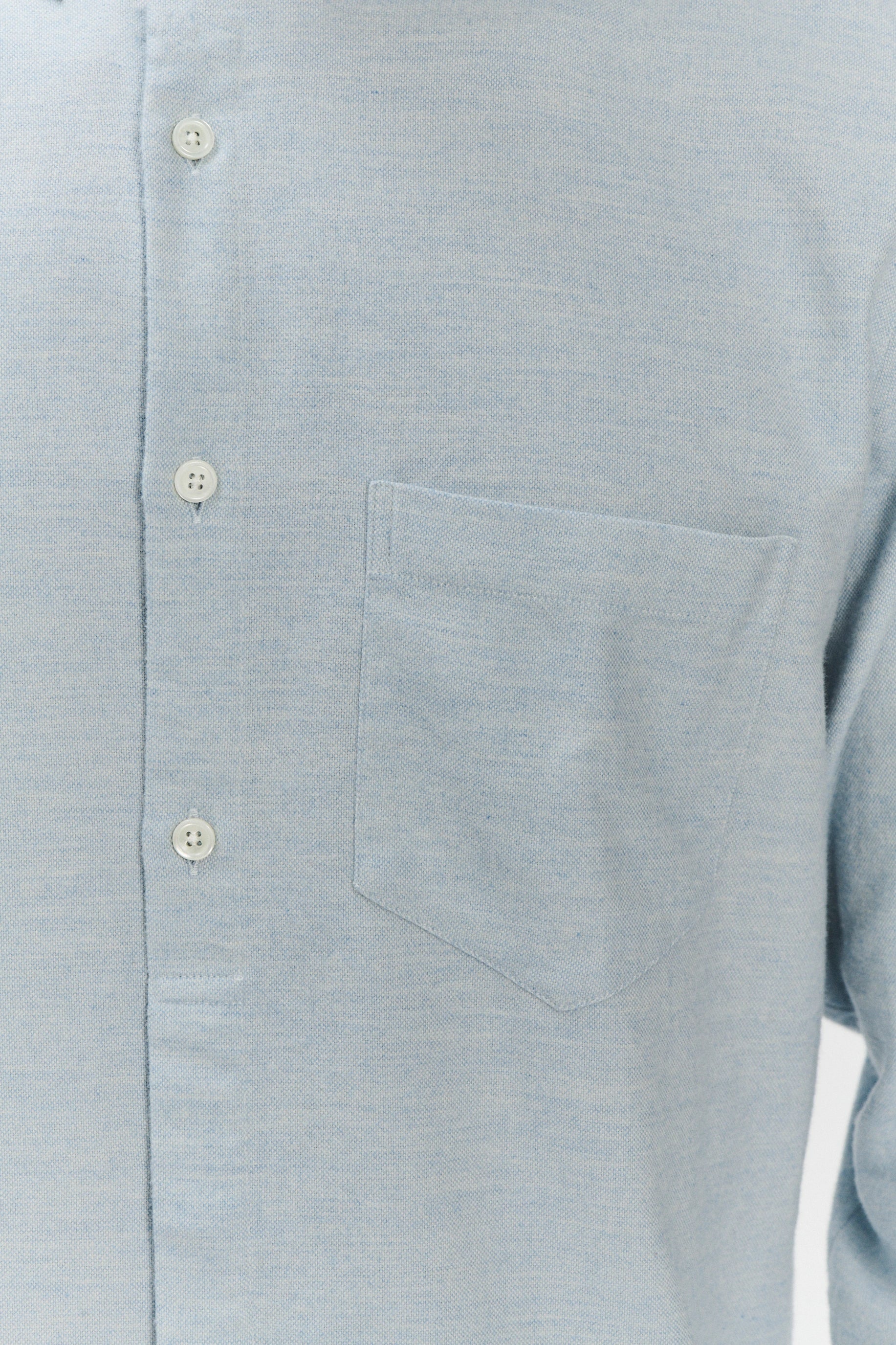 Zen Grandad Collar Shirt in a Pale Sky Blue Italian Double Brushed Italian Cotton Flannel
