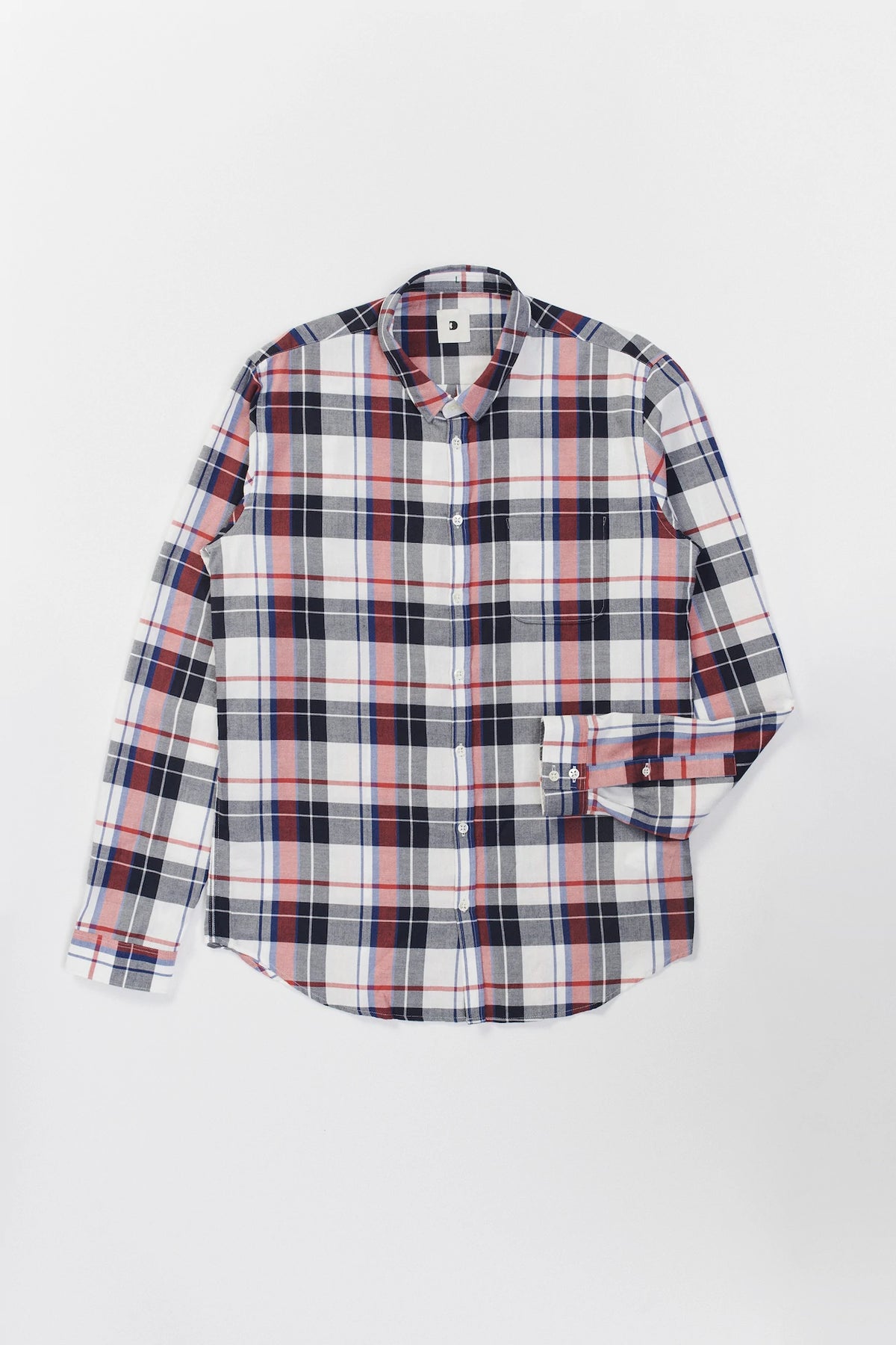 Proper Shirt in a Red, Black, Dark Blue and White Chequered Japanese Cotton Flannel