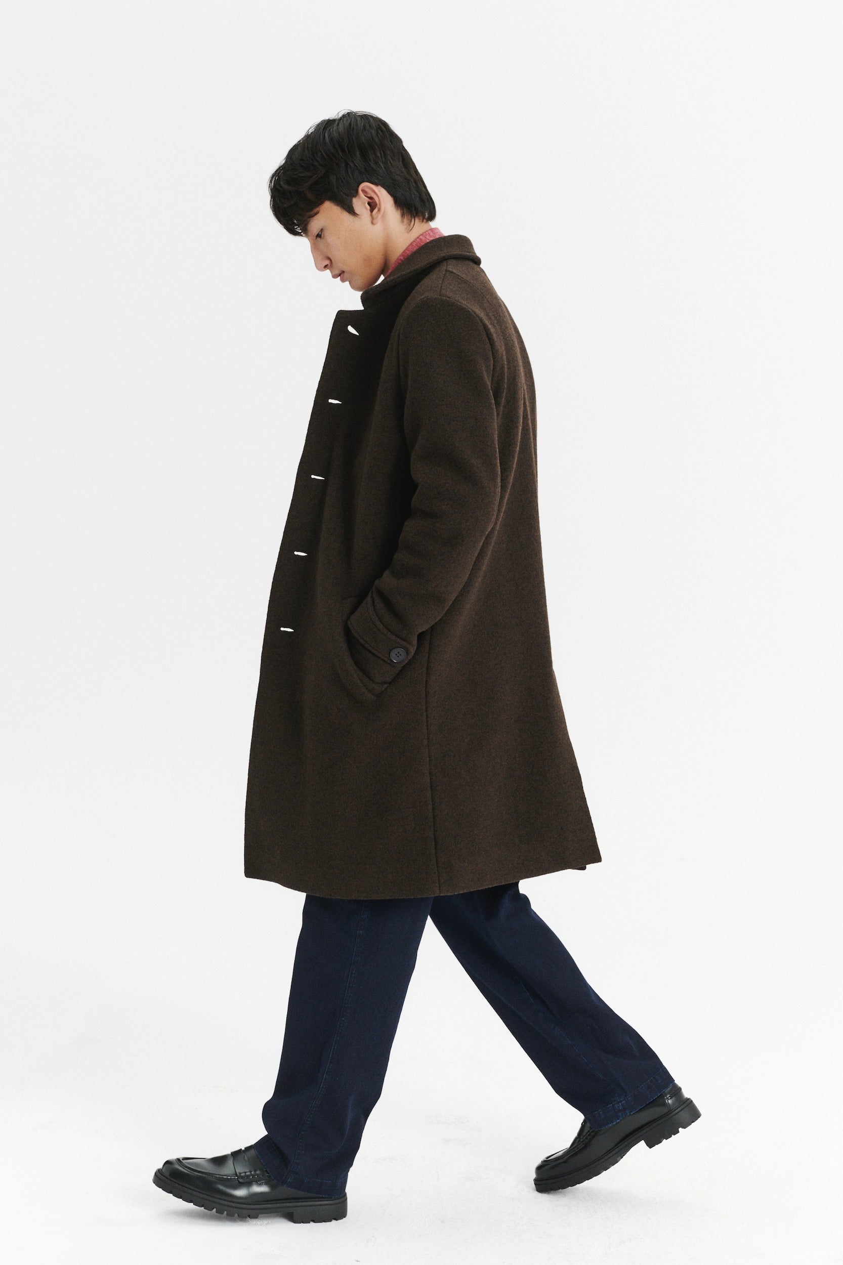 Winter Coat in a Dark Chocolate Italian Boiled Wool with MEIDA