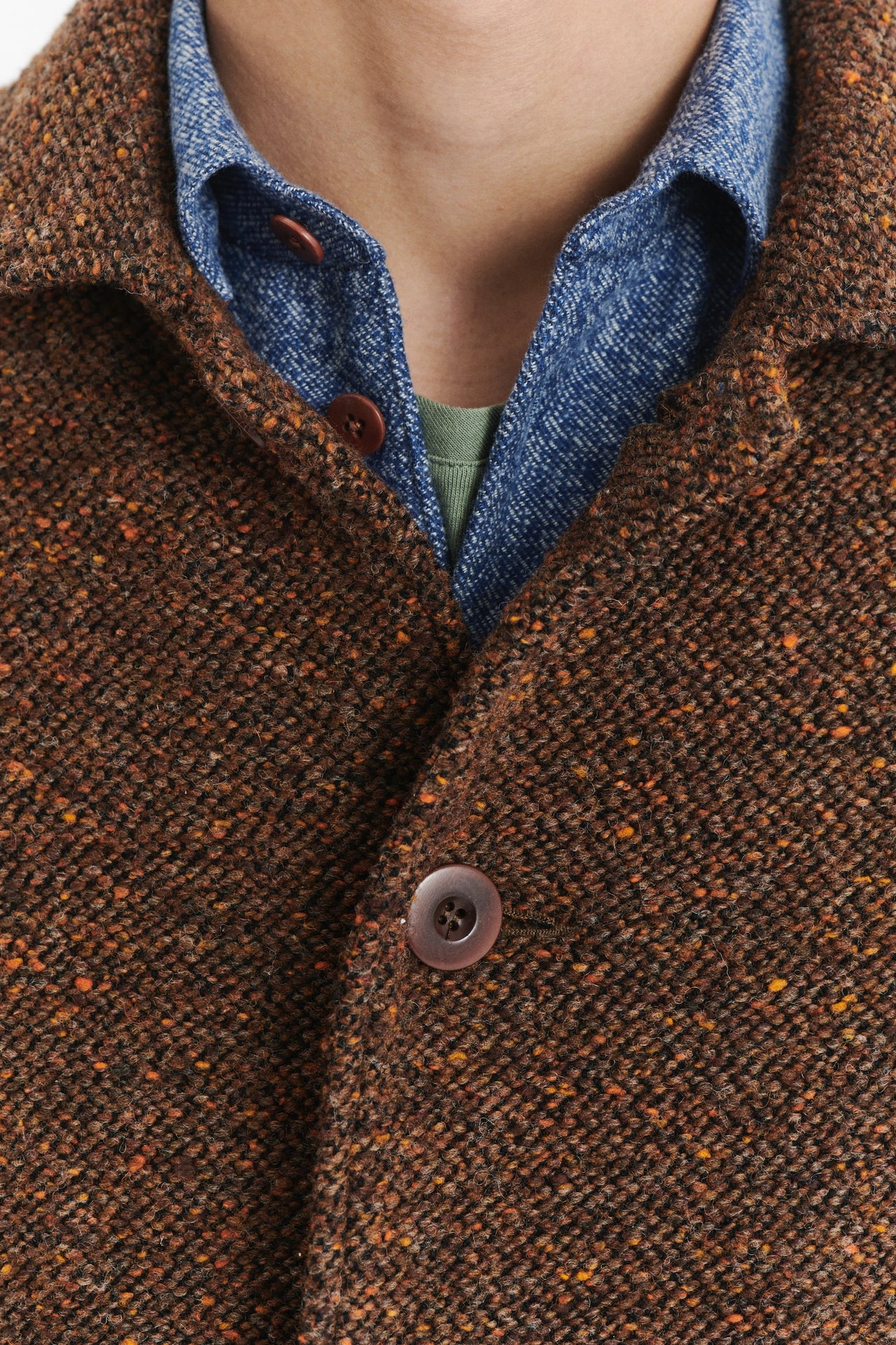 Winter Coat in a Brown and Orange Italian Virgin Wool with MEIDA Thermo Insulation