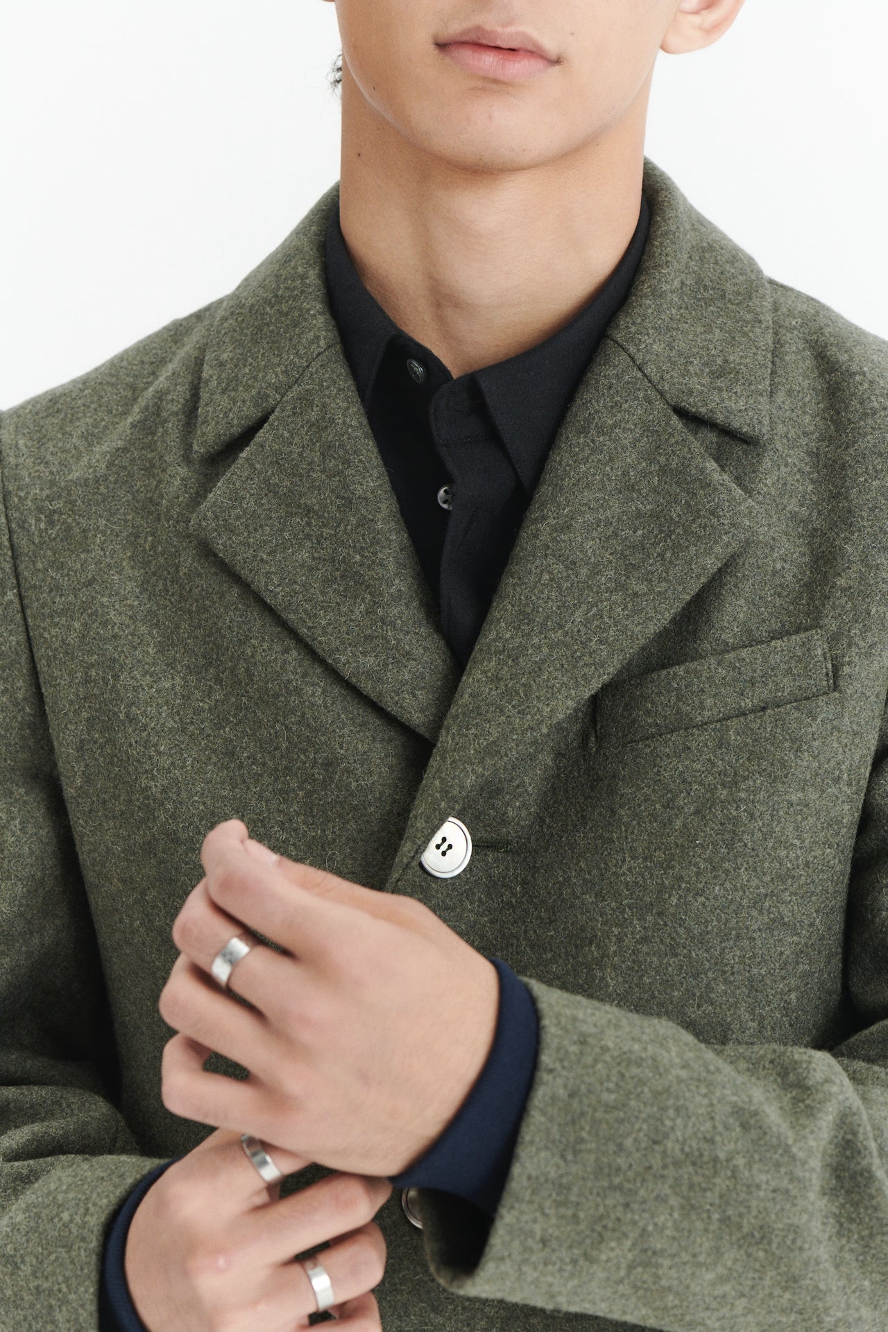 Biking Coat in a Moss Green Polish High End Sturdy Wool Broadcloth with MEIDA Thermo Insulation