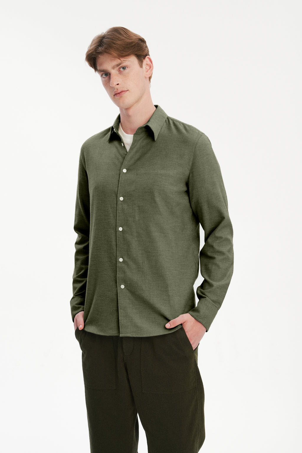 Feel Good Shirt in a Japanese Blend of Organic Cotton and Yak – Green