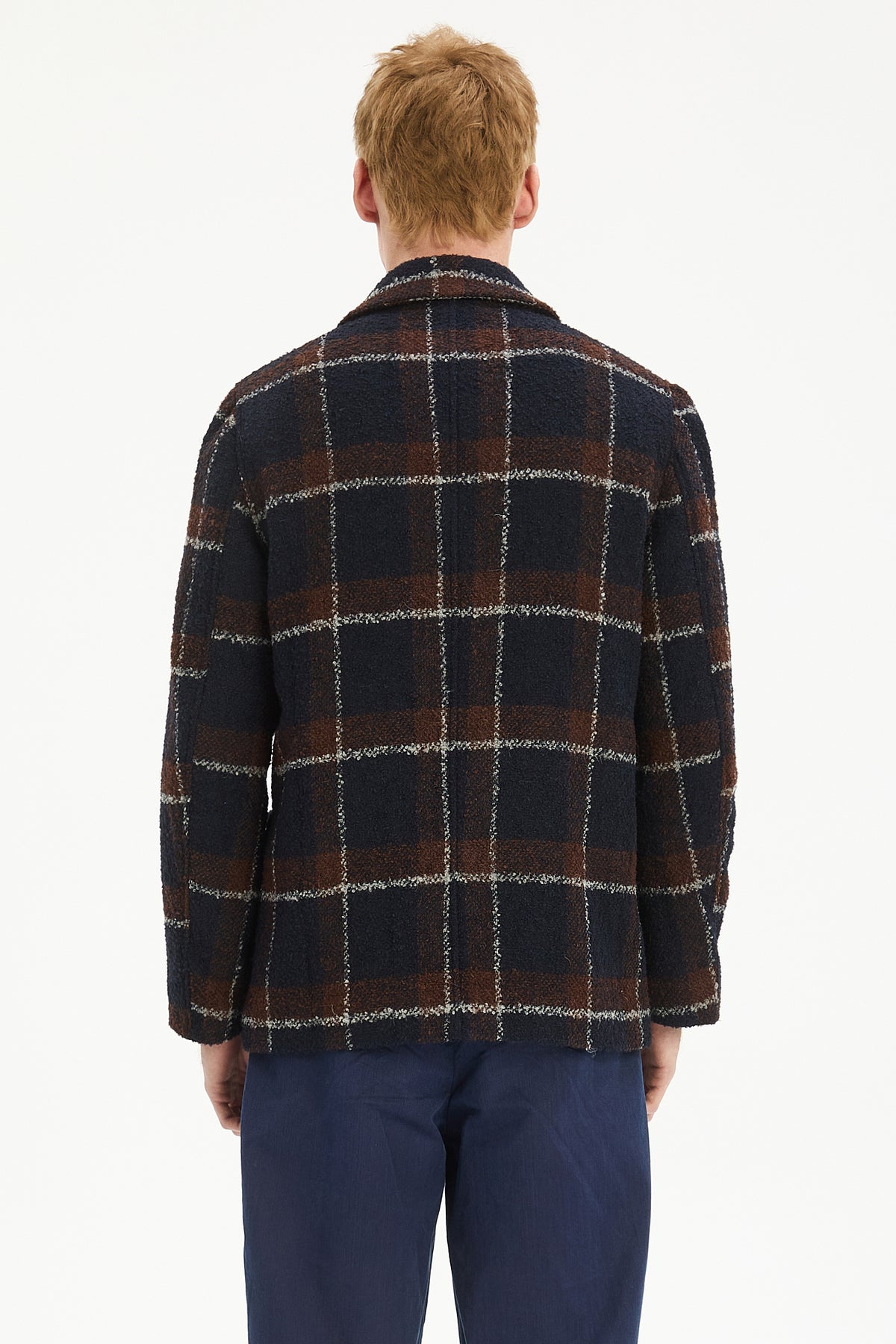 Torino Jacket in Navy Brown Check