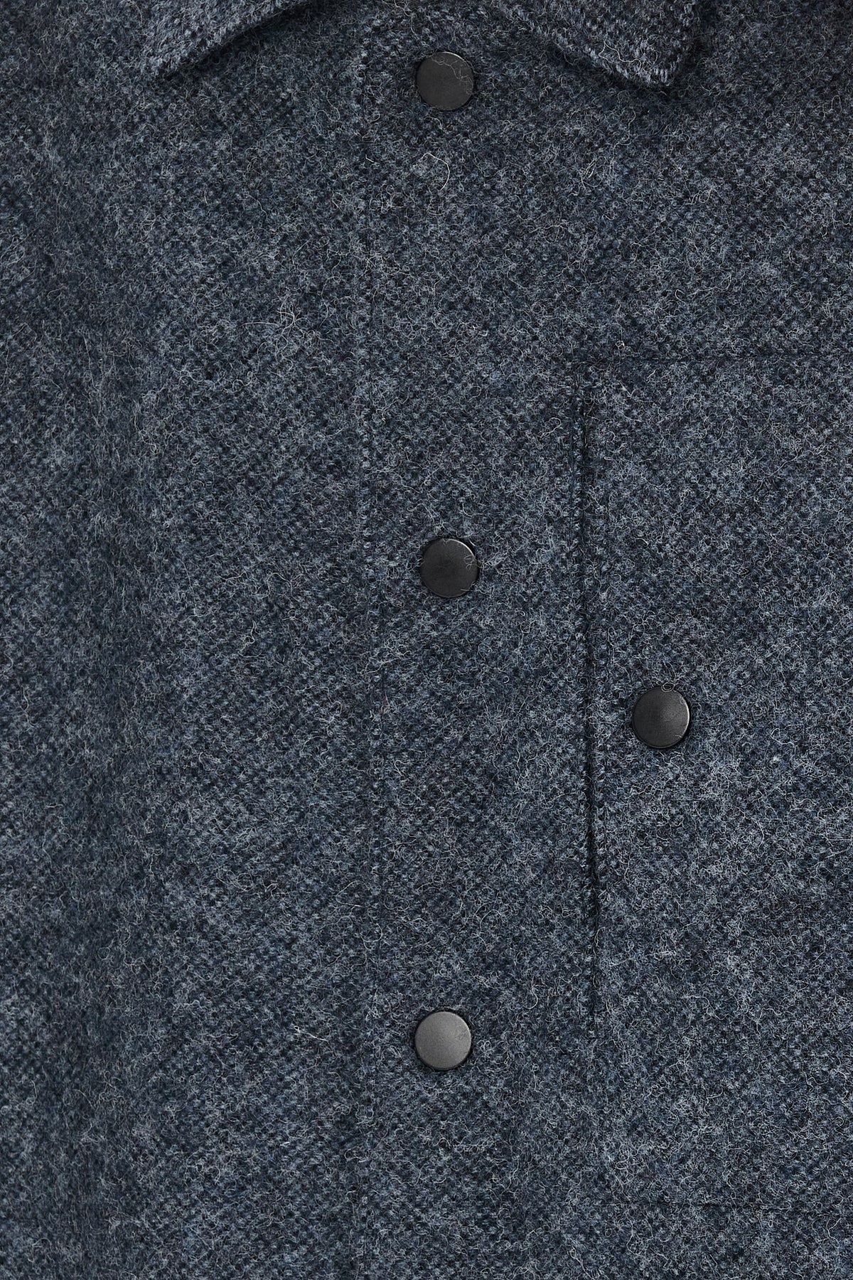 Snap Button Jacket in Navy Recycled Wool and Cotton with MEIDA