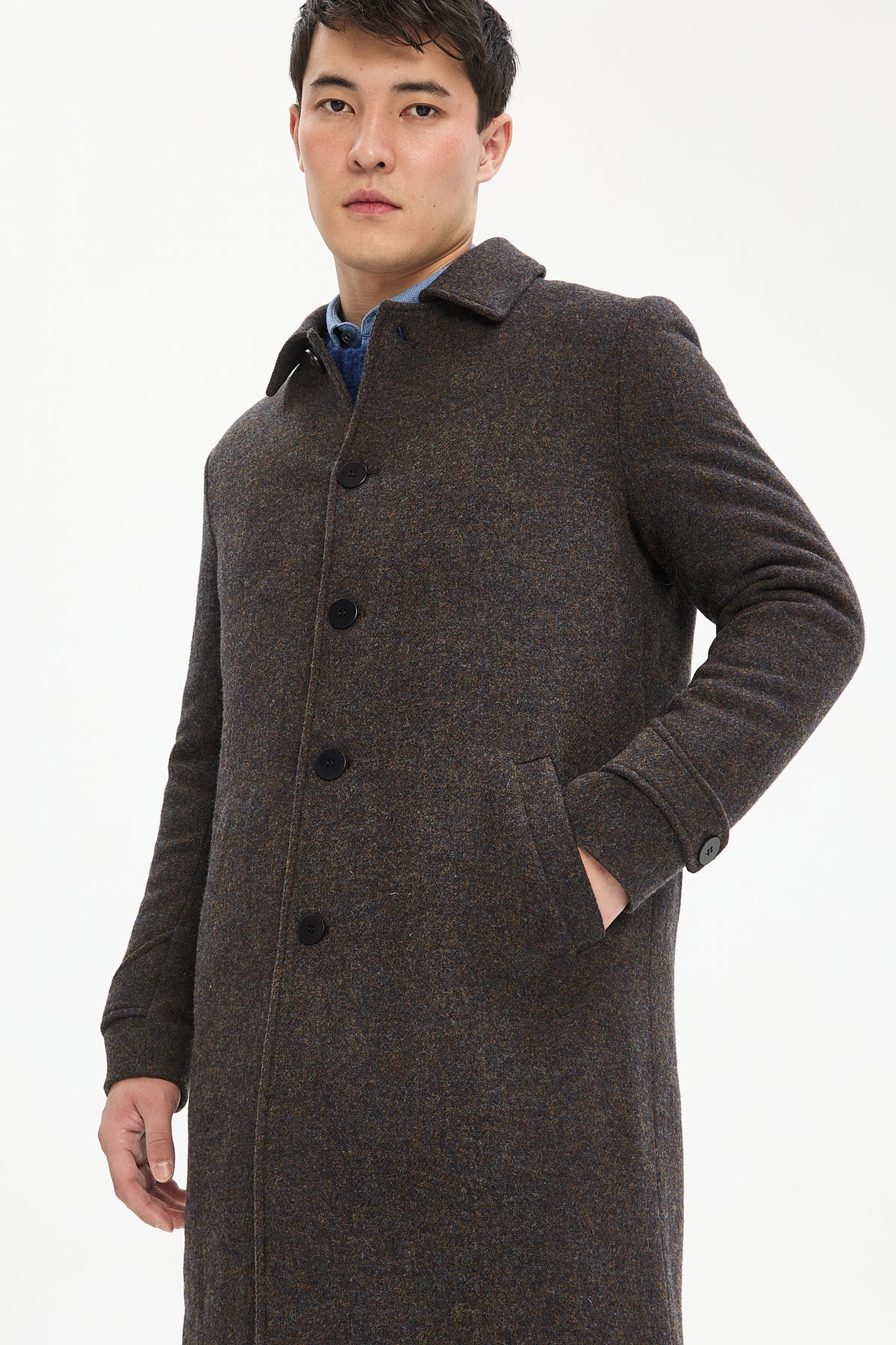 Praha Coat in Dark Brown Japanese Wool with MEIDA Thermo Insulation