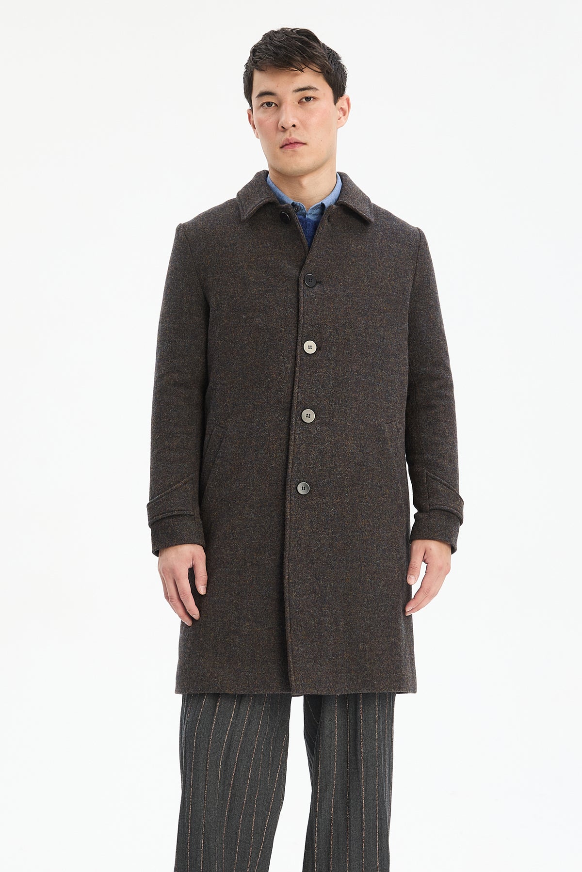 Praha Coat in Dark Brown Japanese Wool with MEIDA Thermo Insulation