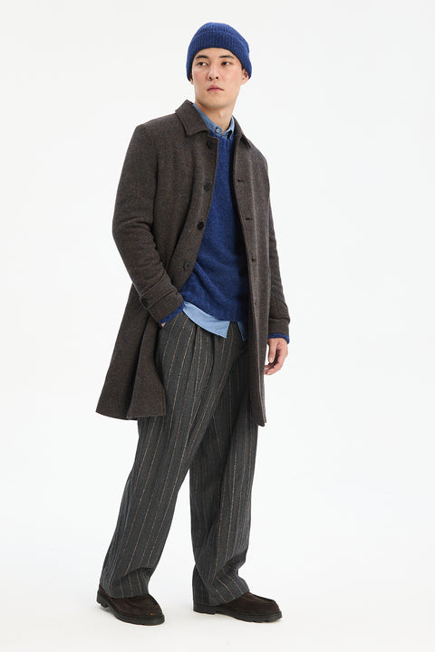 Praha Coat in Dark Brown Japanese Wool with MEIDA Thermo Insulation