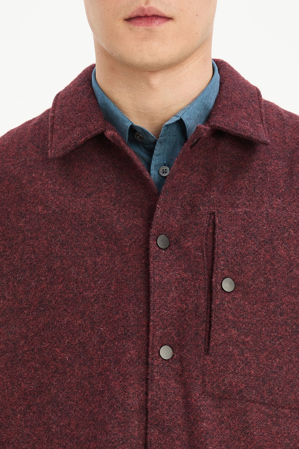 Snap Button Jacket in Italian Recycled Wool and Cotton with MEIDA