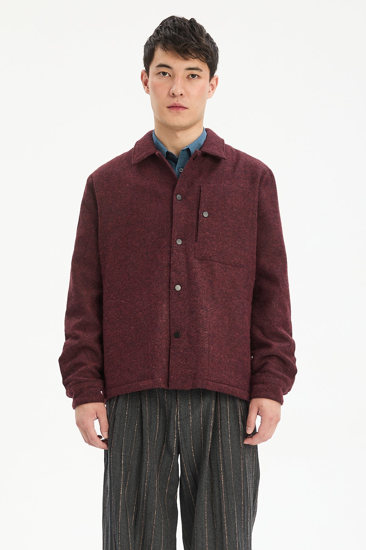 Snap Button Jacket in Italian Recycled Wool and Cotton with MEIDA