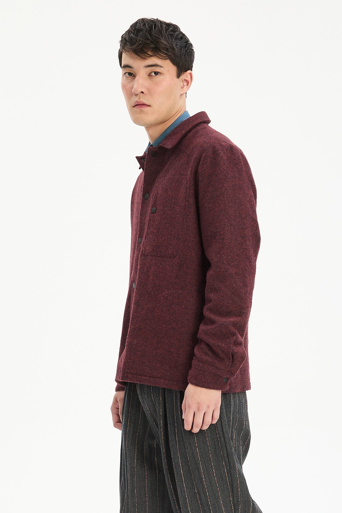 Snap Button Jacket in Italian Recycled Wool and Cotton with MEIDA