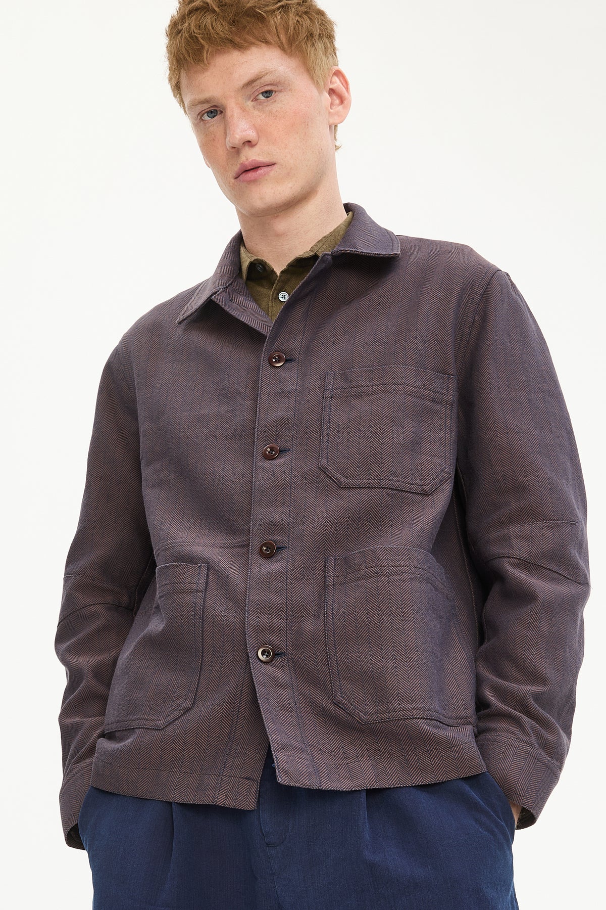 Dijon Workwear Jacket in Rust Portuguese Herringbone