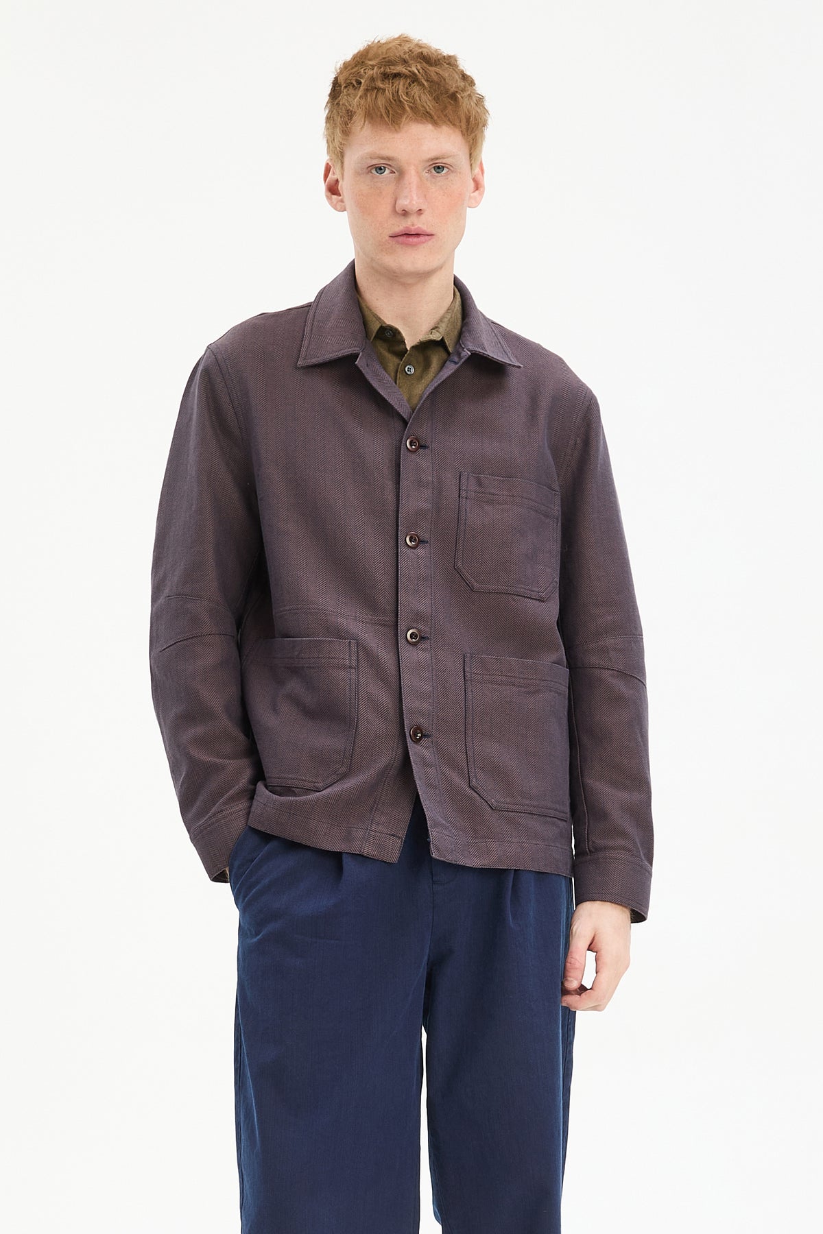 Dijon Workwear Jacket in Rust Portuguese Herringbone