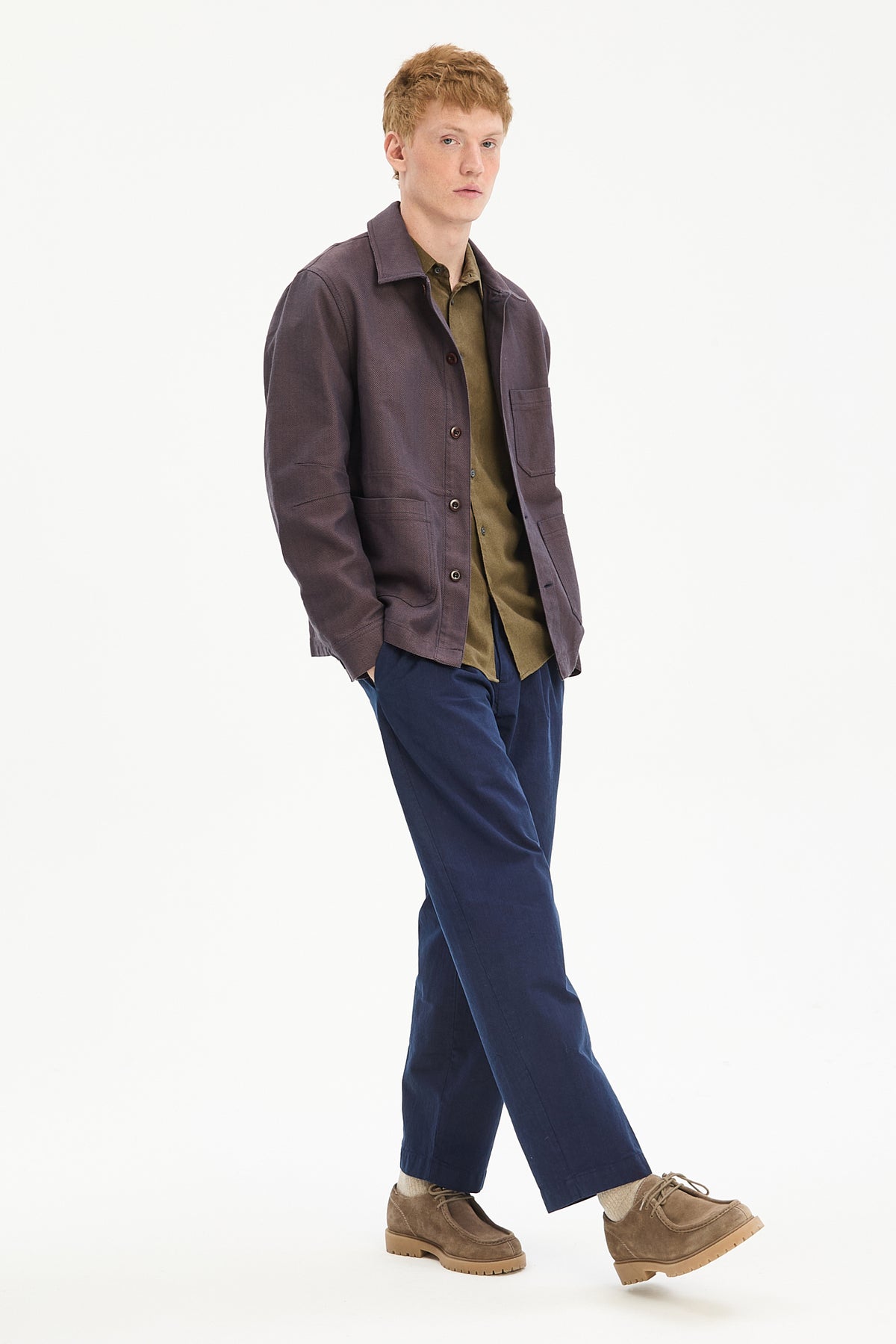 Dijon Workwear Jacket in Rust Portuguese Herringbone