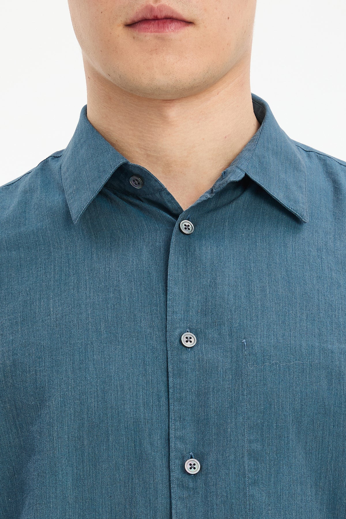 Feel Good Shirt in the Finest Sapphire Blue Fine Herringbone Soft Italian Cotton Flannel