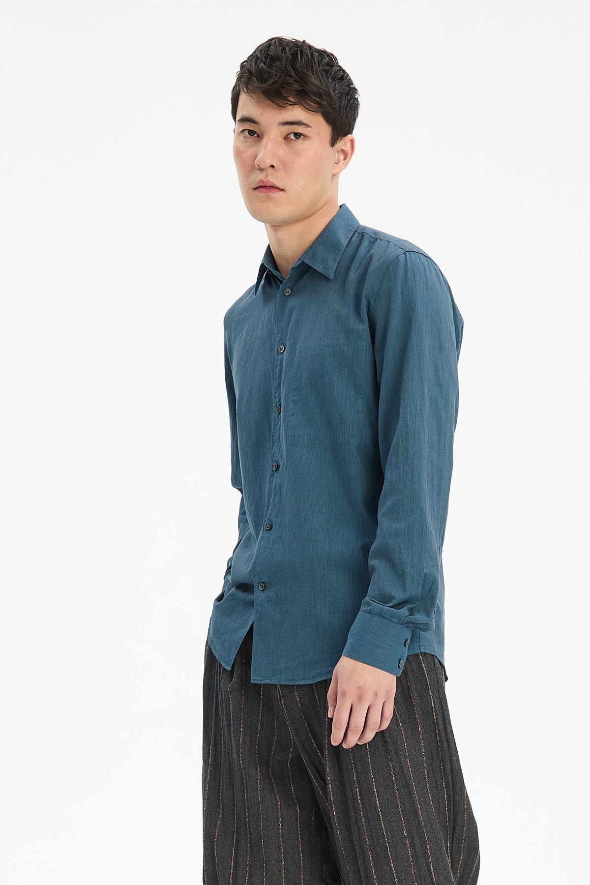 Feel Good Shirt in the Finest Sapphire Blue Fine Herringbone Soft Italian Cotton Flannel