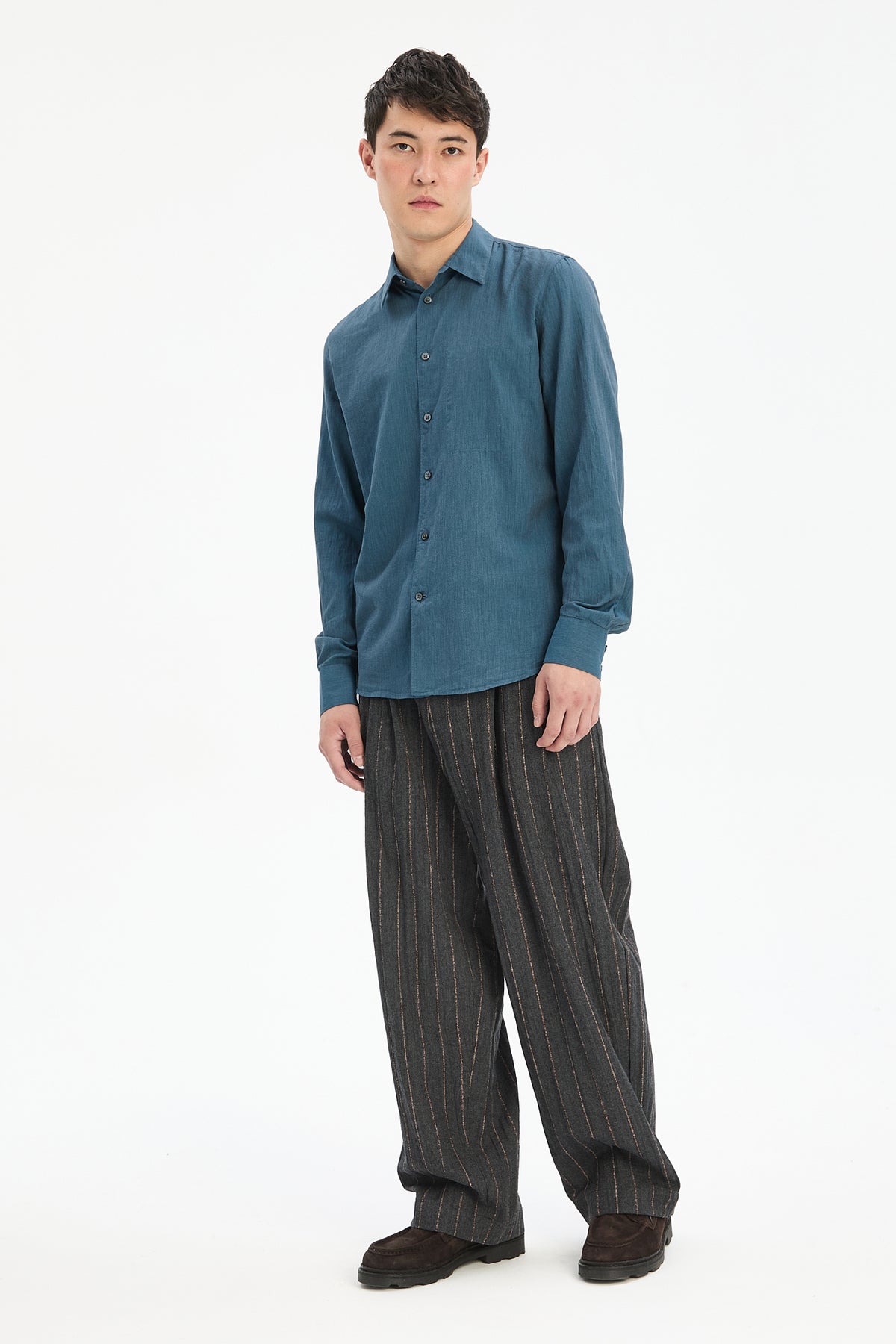 Feel Good Shirt in the Finest Sapphire Blue Fine Herringbone Soft Italian Cotton Flannel