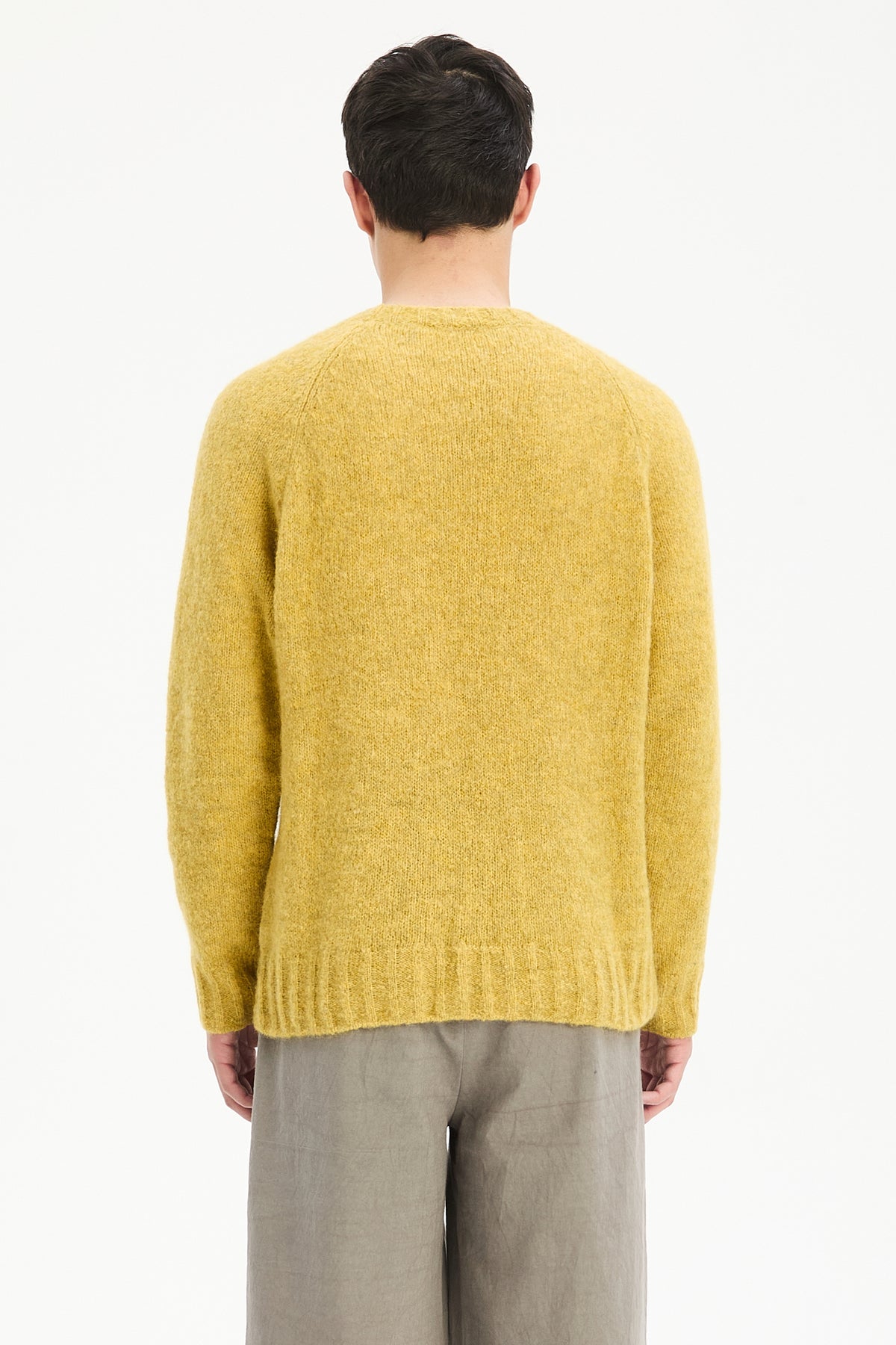 Crewneck Sweater in a Lemon Brushed Sustainable Alpaca Wool