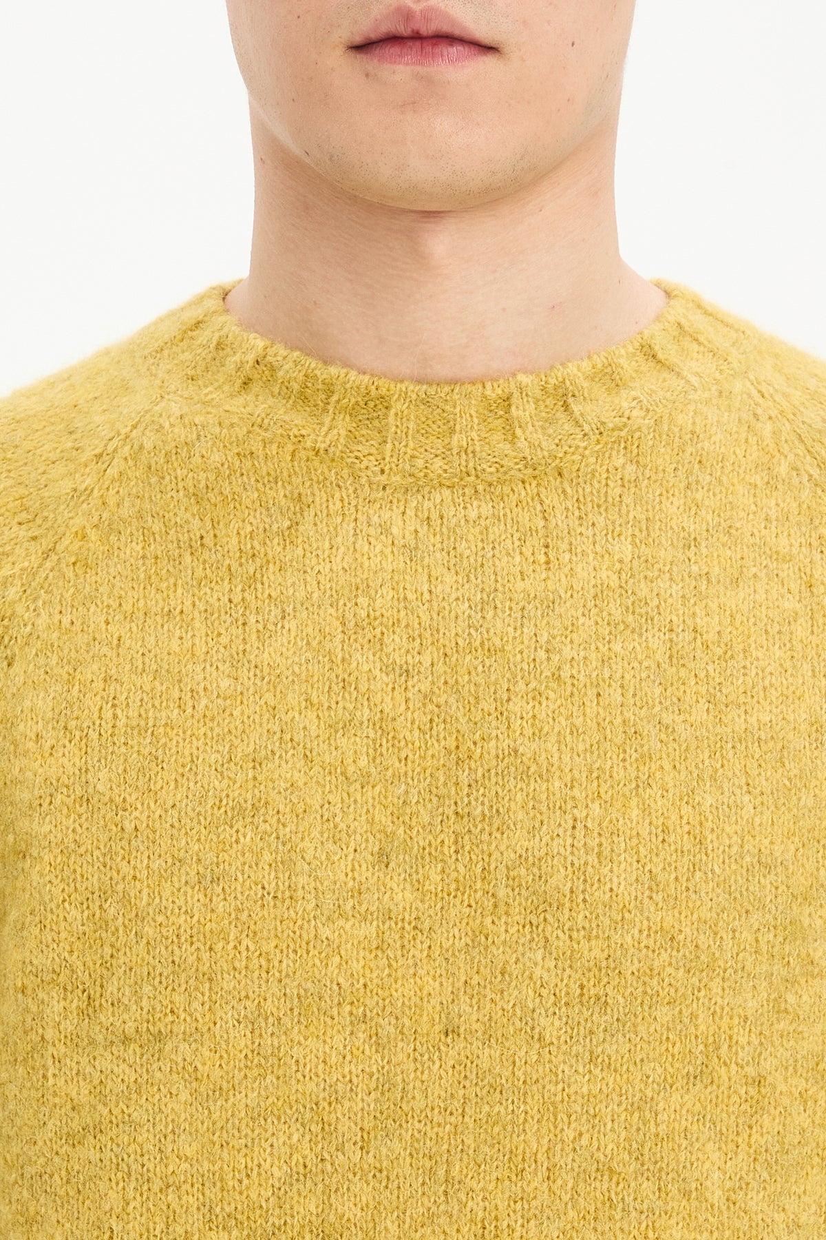 Crewneck Sweater in a Lemon Brushed Sustainable Alpaca Wool