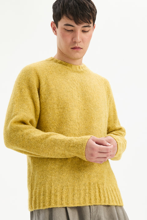 Crewneck Sweater in a Lemon Brushed Sustainable Alpaca Wool