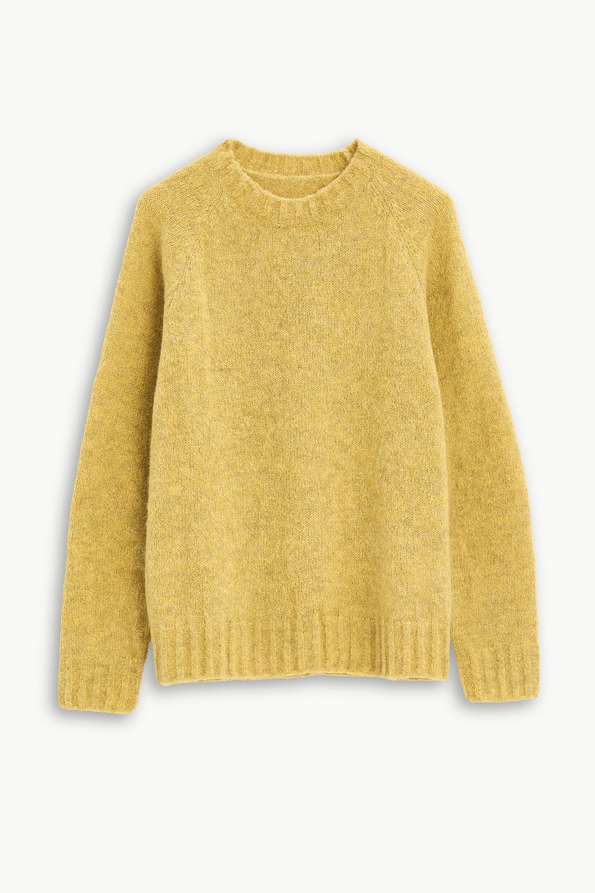 Crewneck Sweater in a Lemon Brushed Sustainable Alpaca Wool