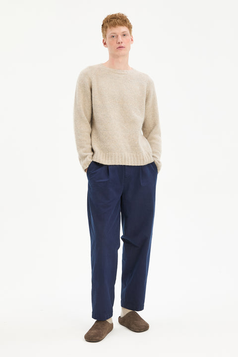 Crewneck Sweater in a Blend of Alpaca Wool and Organic Cotton