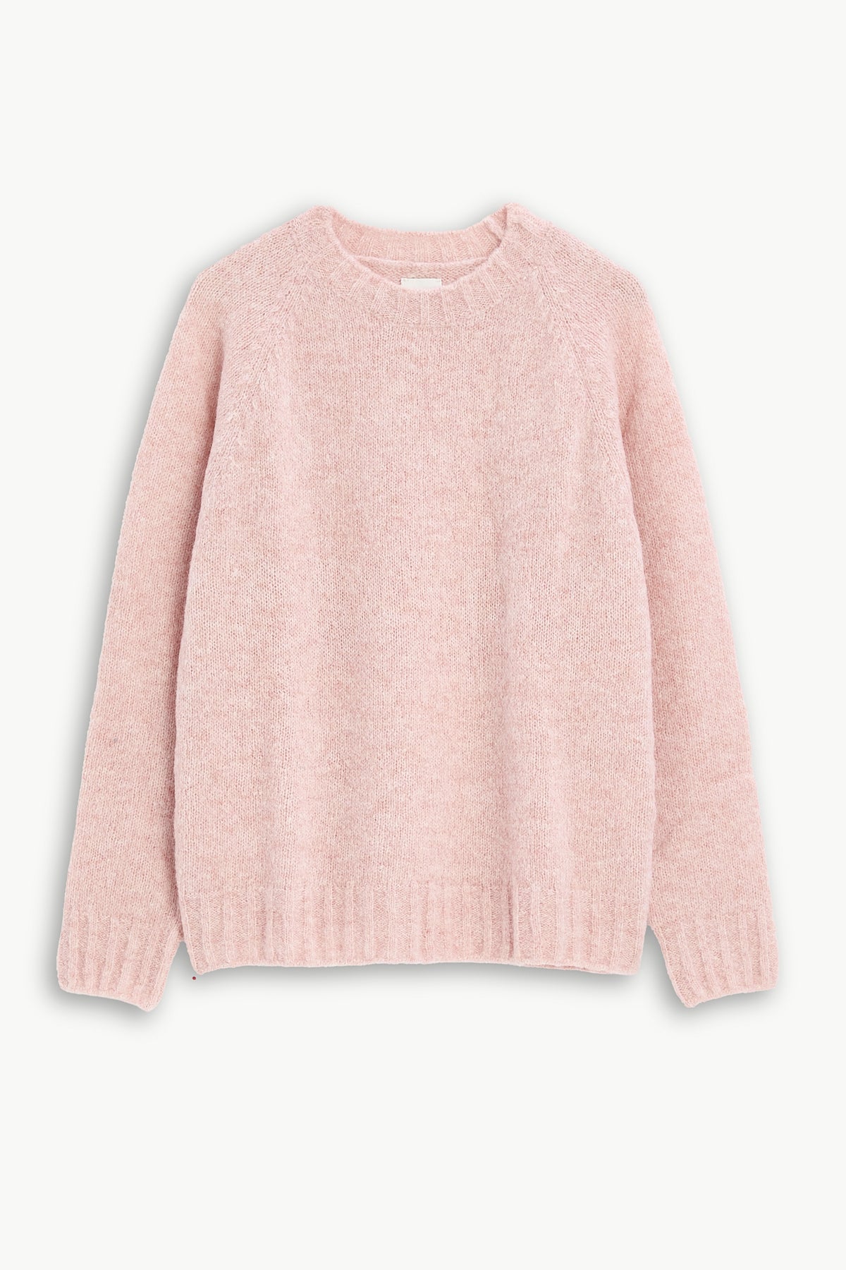 Crewneck Sweater in a Pink Brushed Sustainable Alpaca Wool